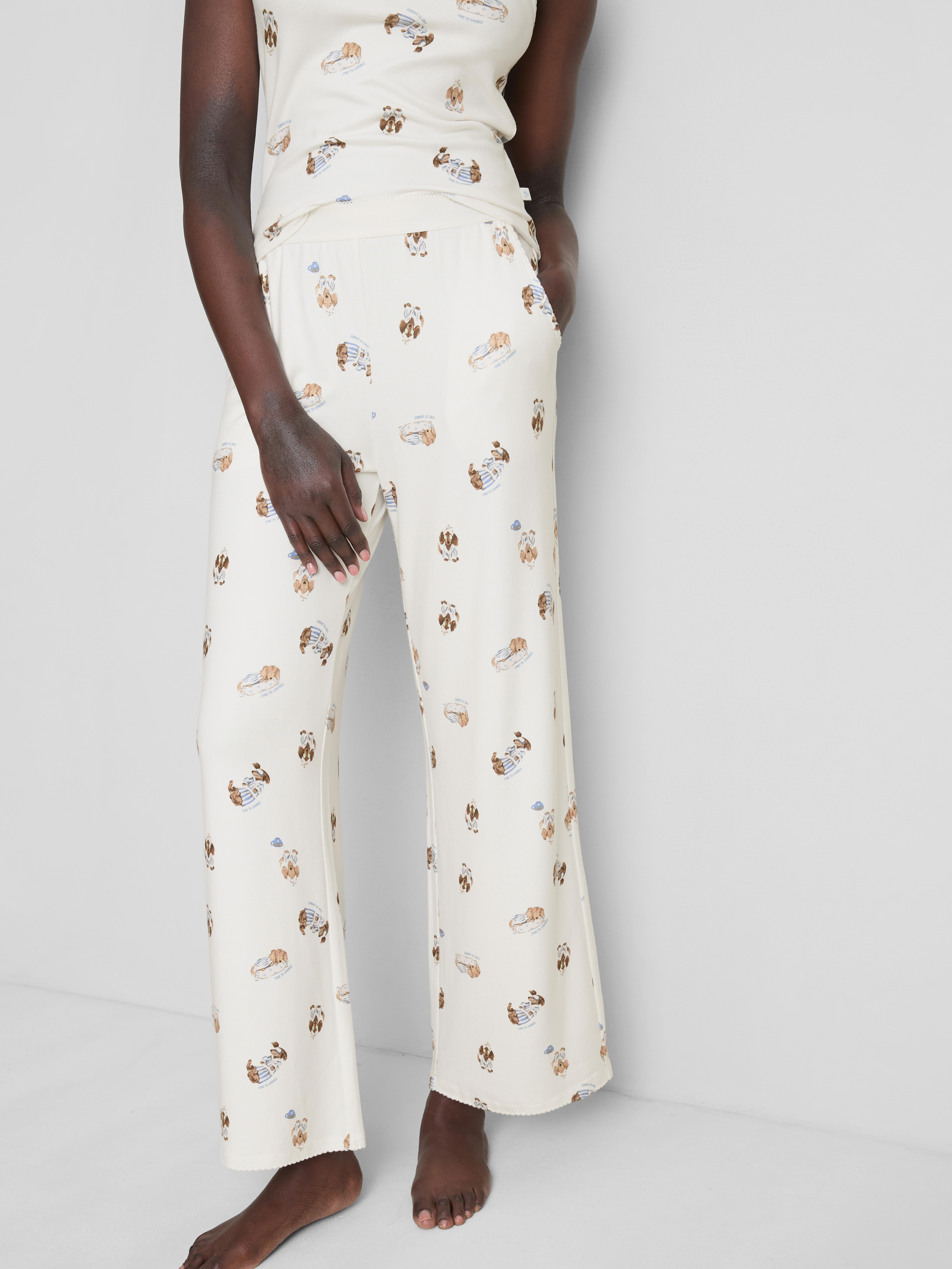 Rechte pyjambroek met hondenprint Love To Lounge