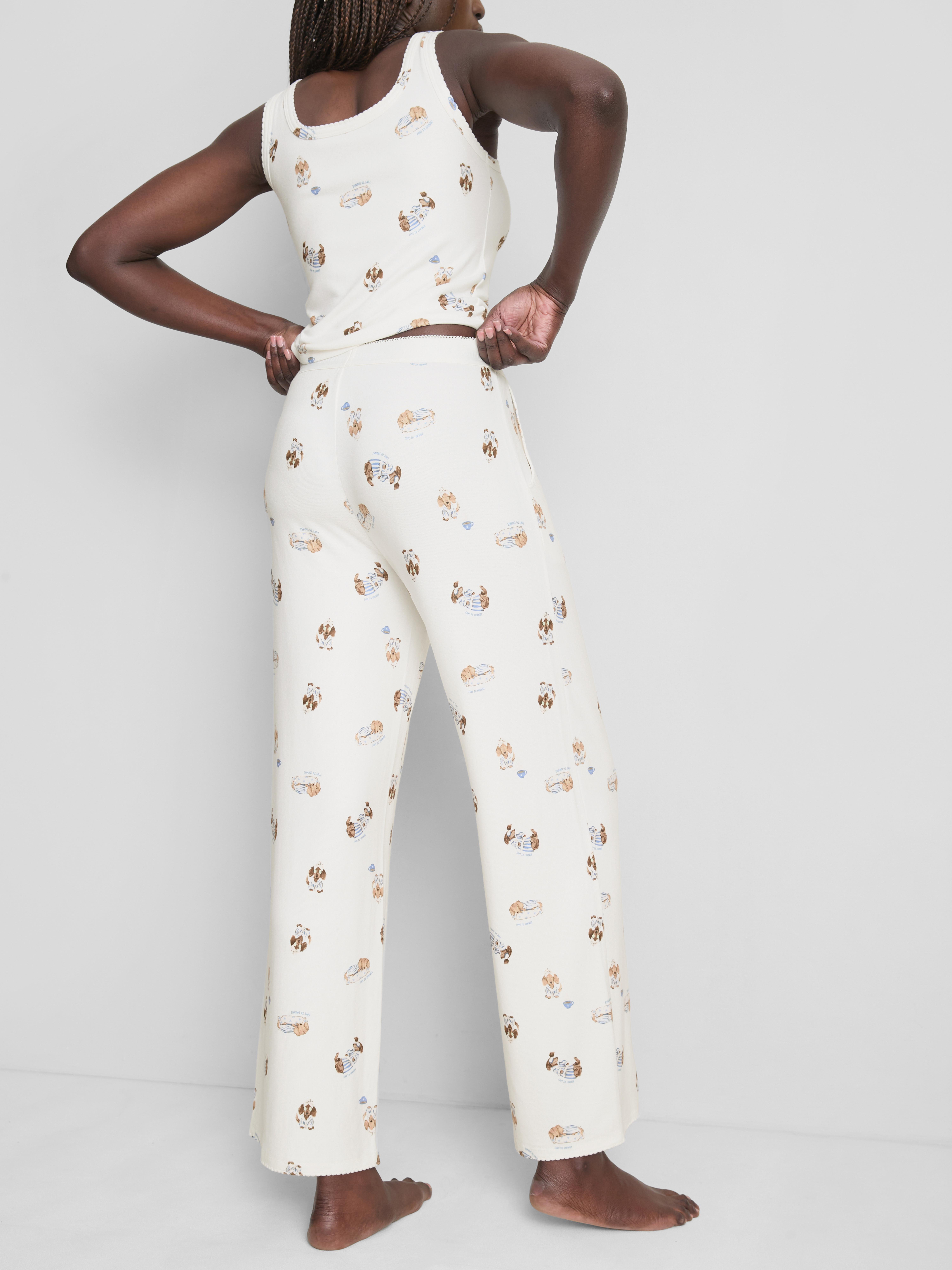 Rechte pyjambroek met hondenprint Love To Lounge