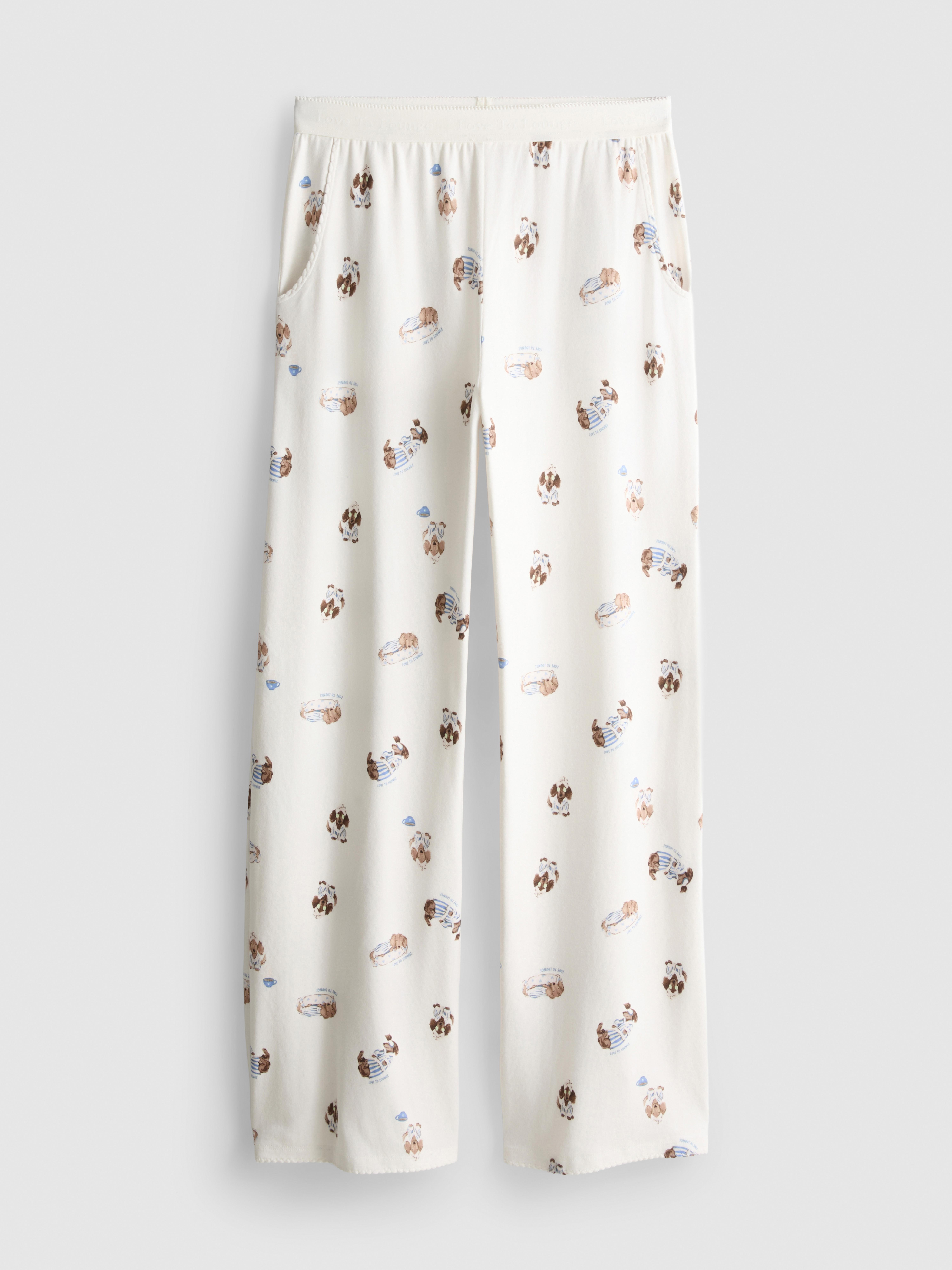 Rechte pyjambroek met hondenprint Love To Lounge