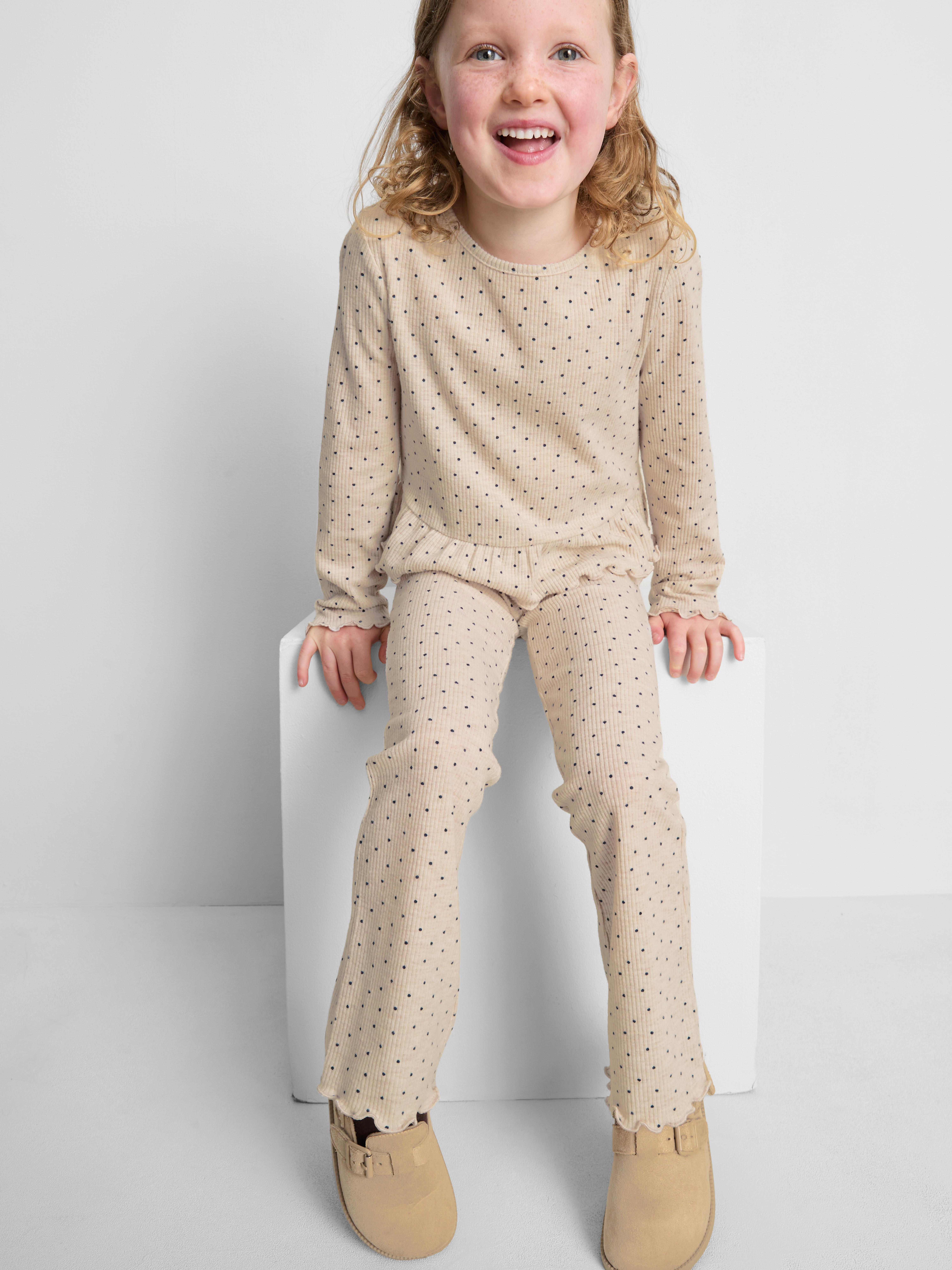 1-9yrs | Ribbed Peplum Top and Leggings Set