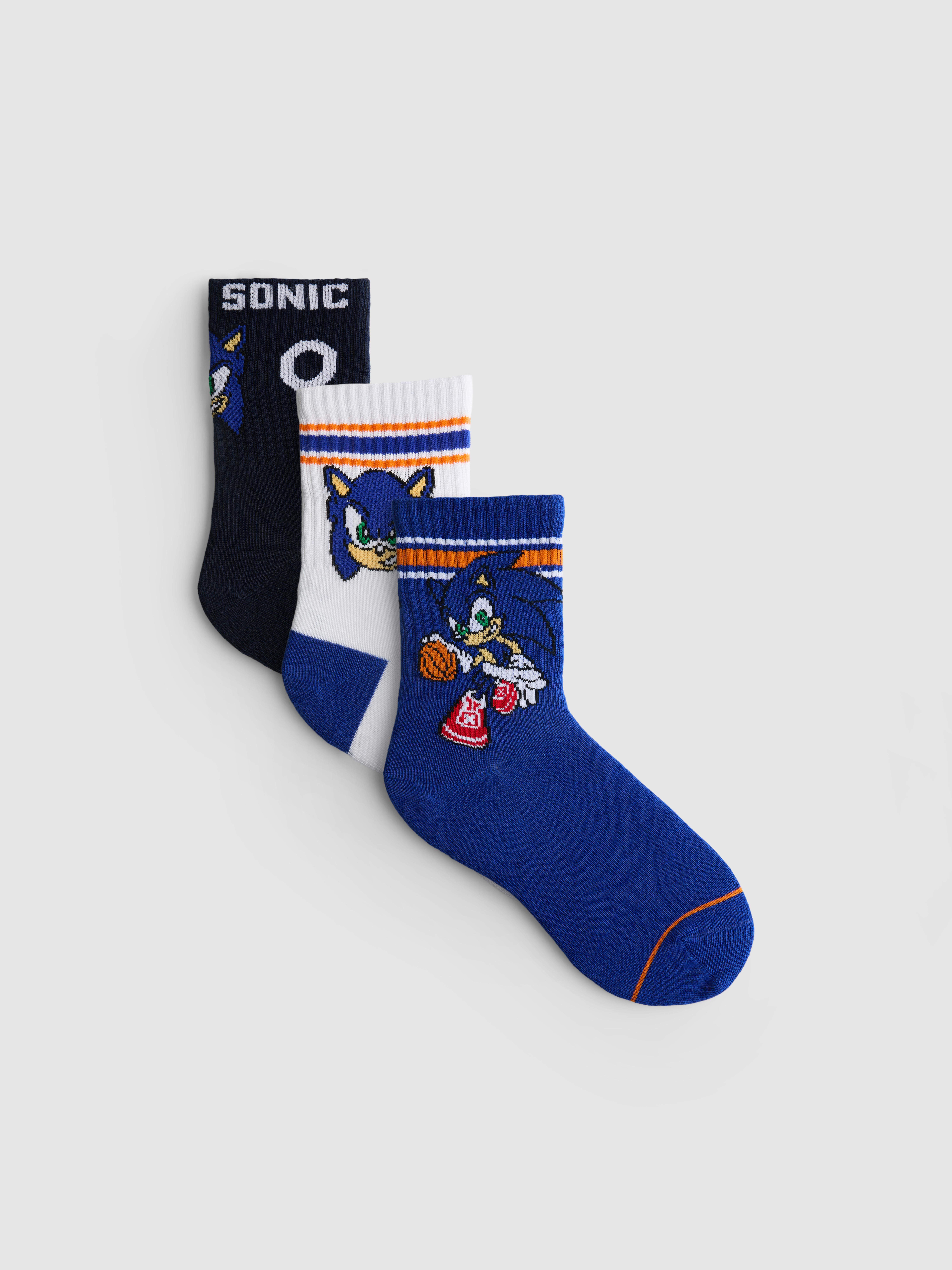 3pk Sonic The Hedgehog Crew Socks