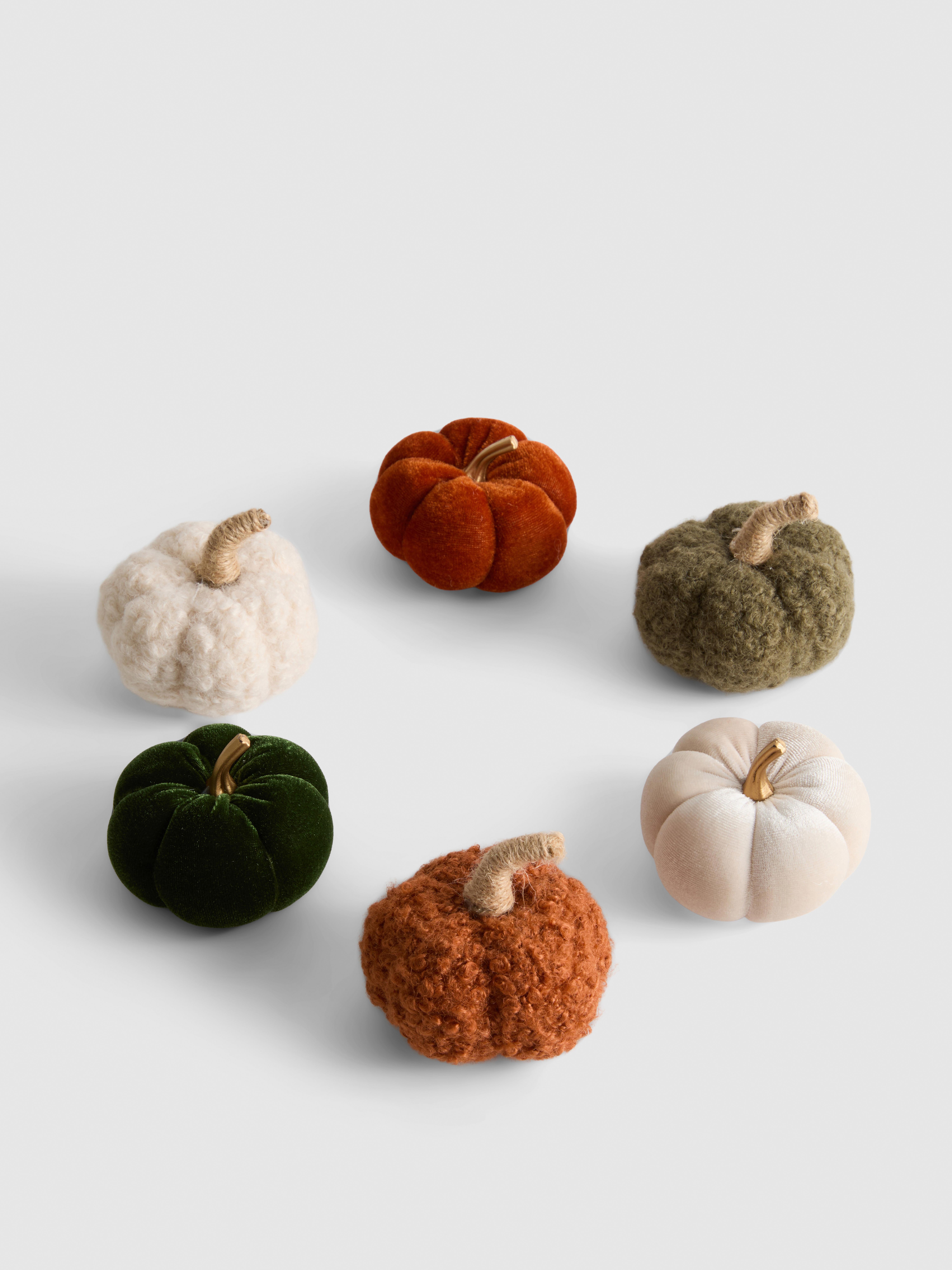 Lot de 6 décorations citrouilles texturées