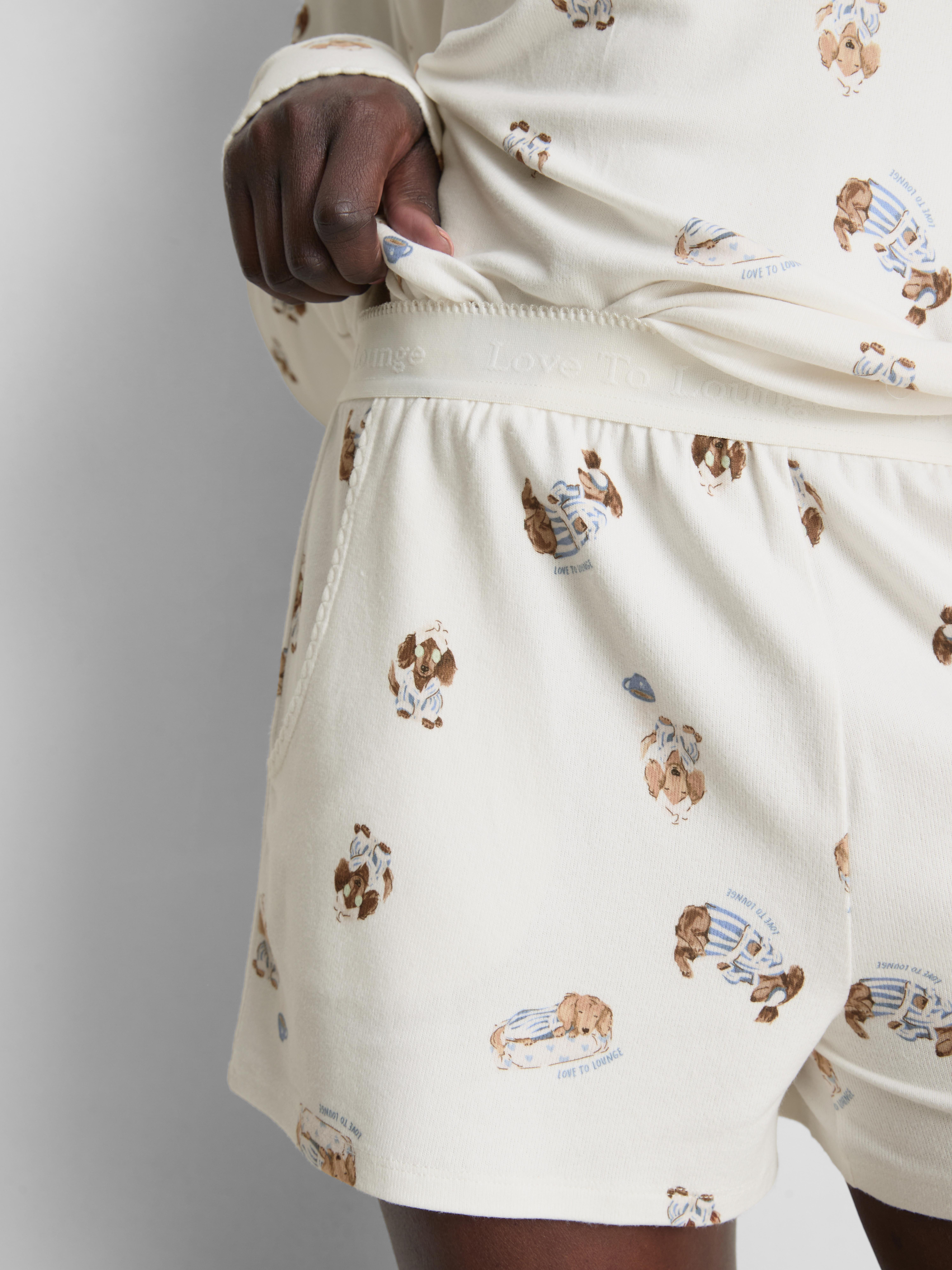 Love To Lounge Dog Print Pyjama Shorts