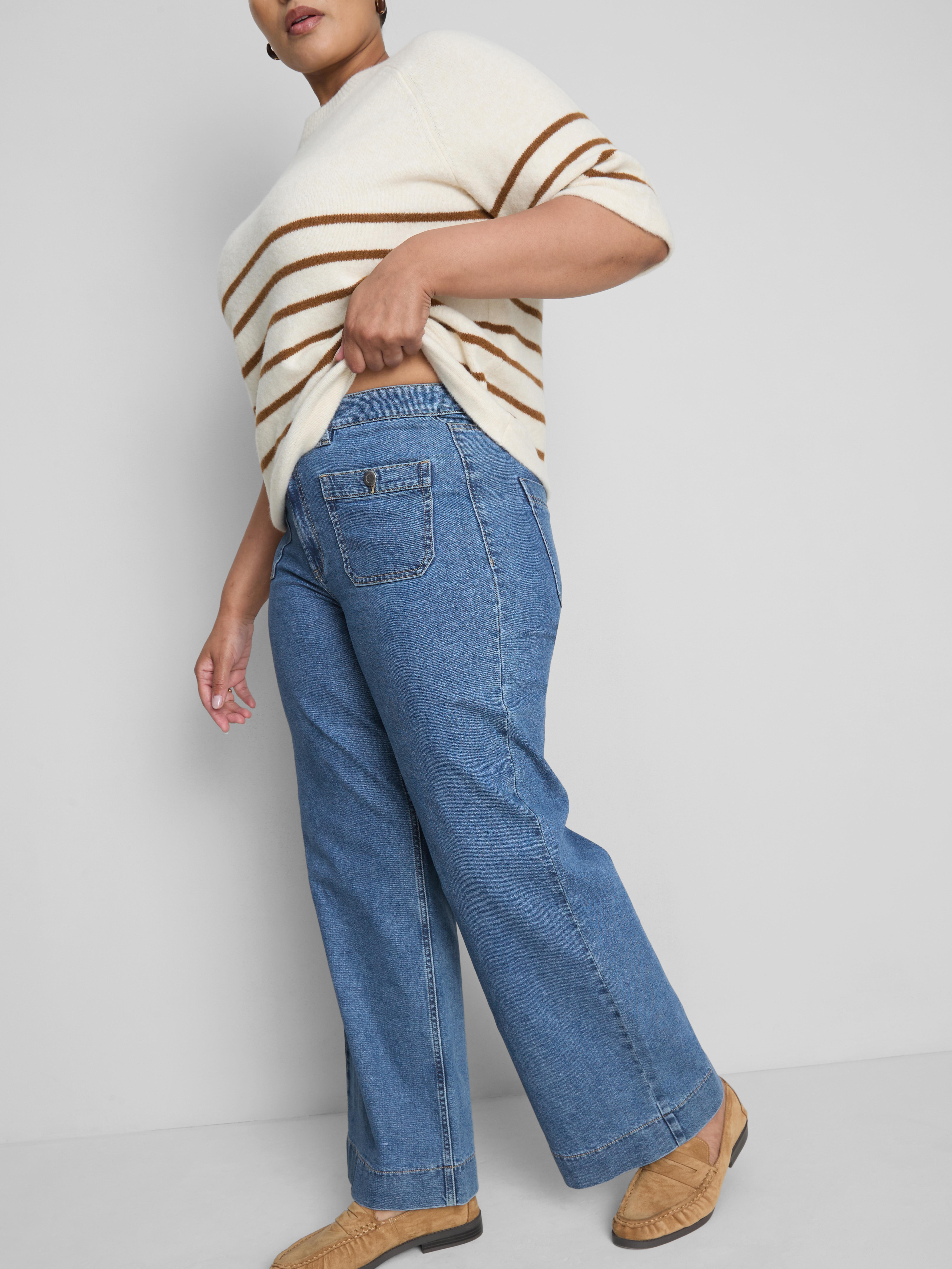 „By Coleen“ Jeans mit weitem Bein und aufgesetzten Taschen