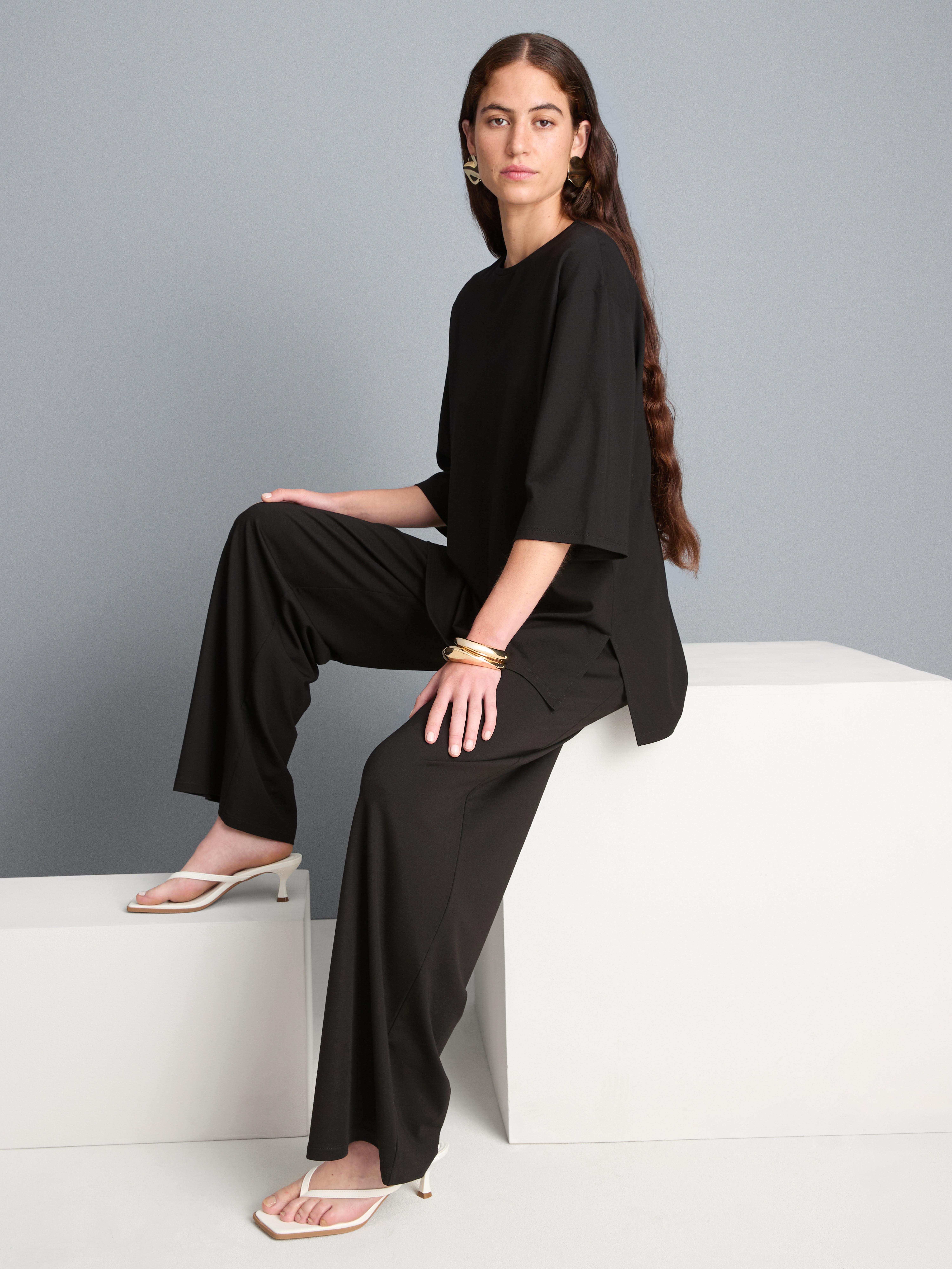 Jersey T-shirt met relaxte pasvorm Zwart