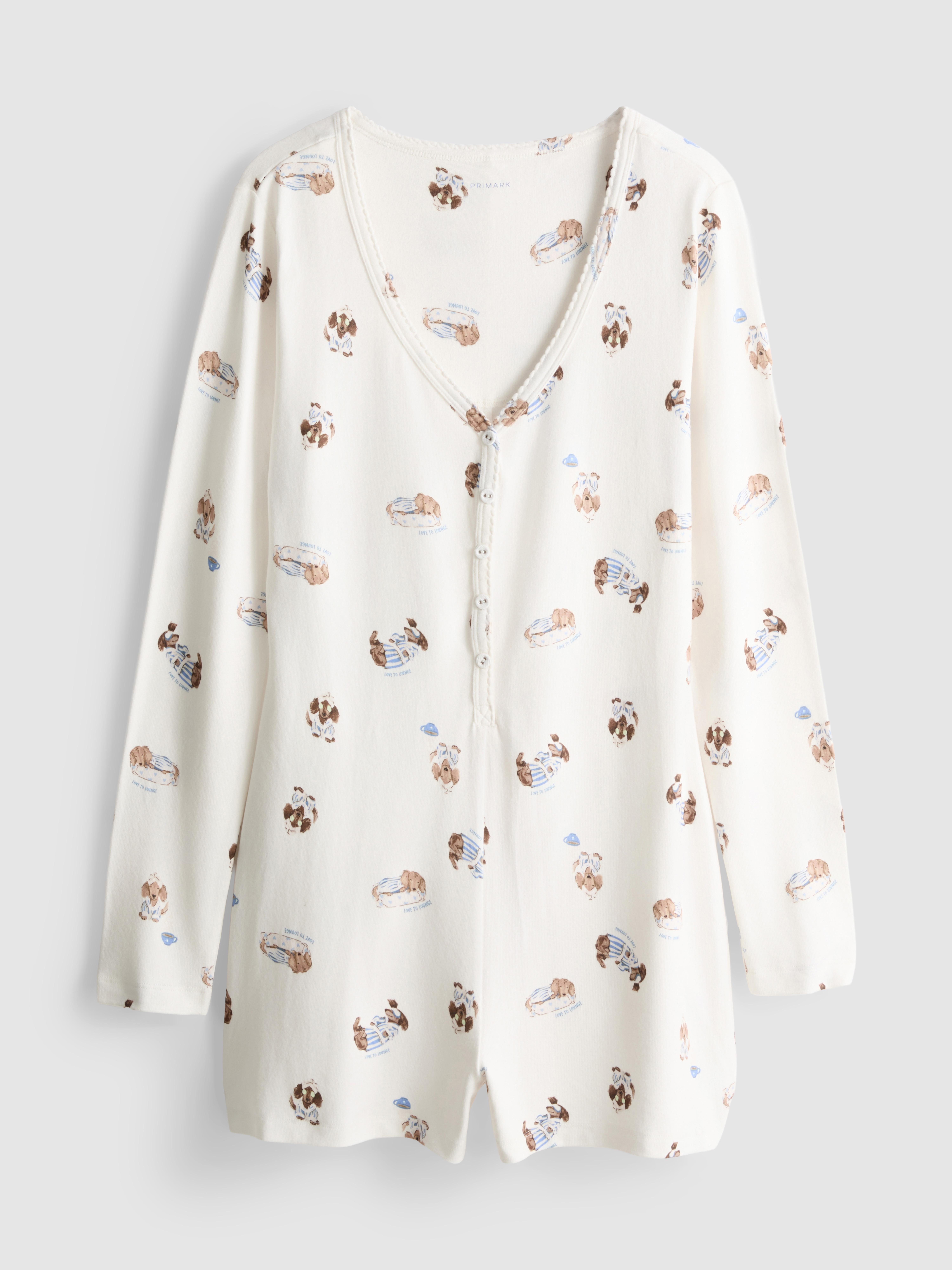 Love To Lounge Dog Print Sleep Romper