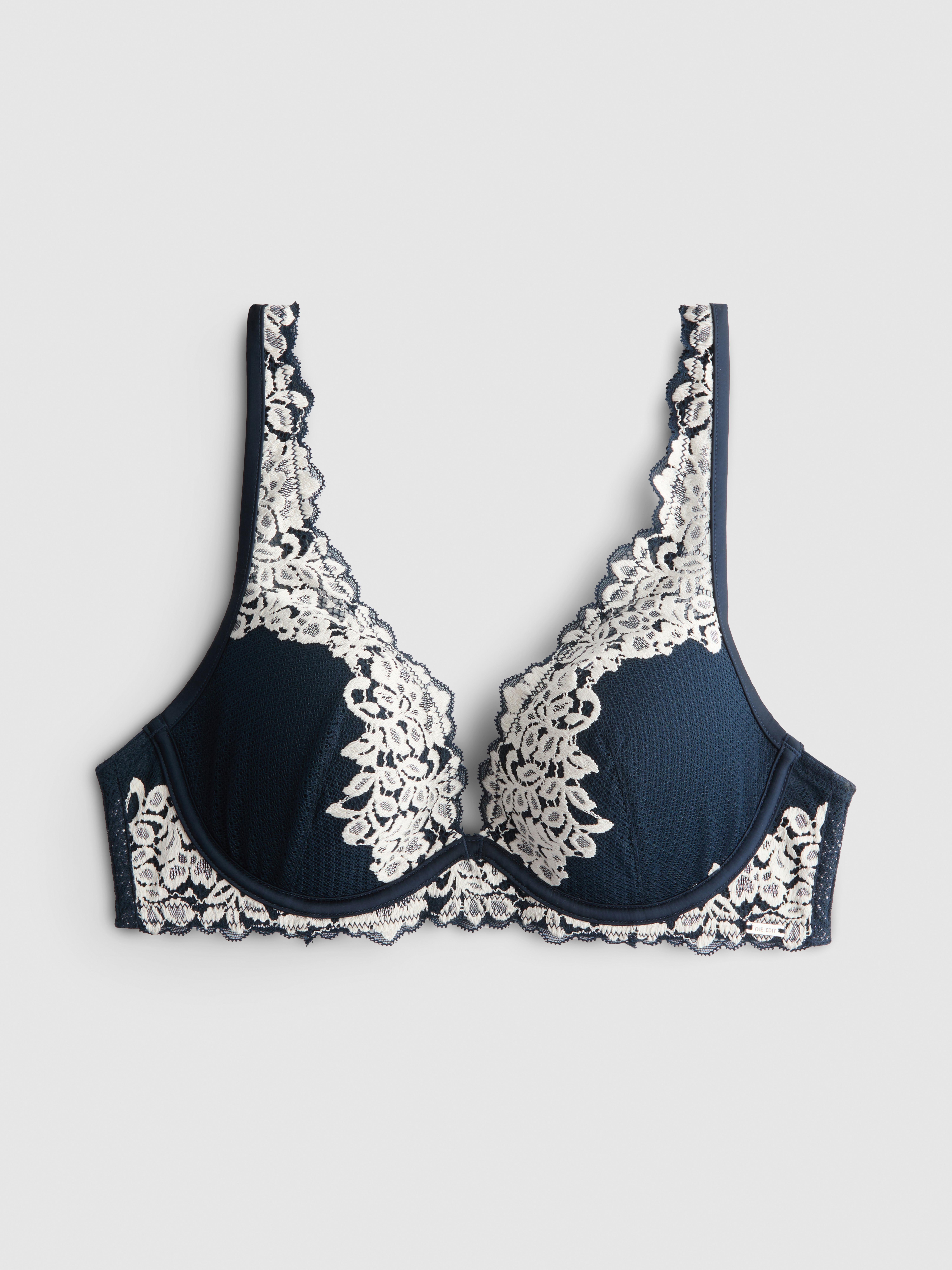 The Edit Floral Lace Plunge Bra