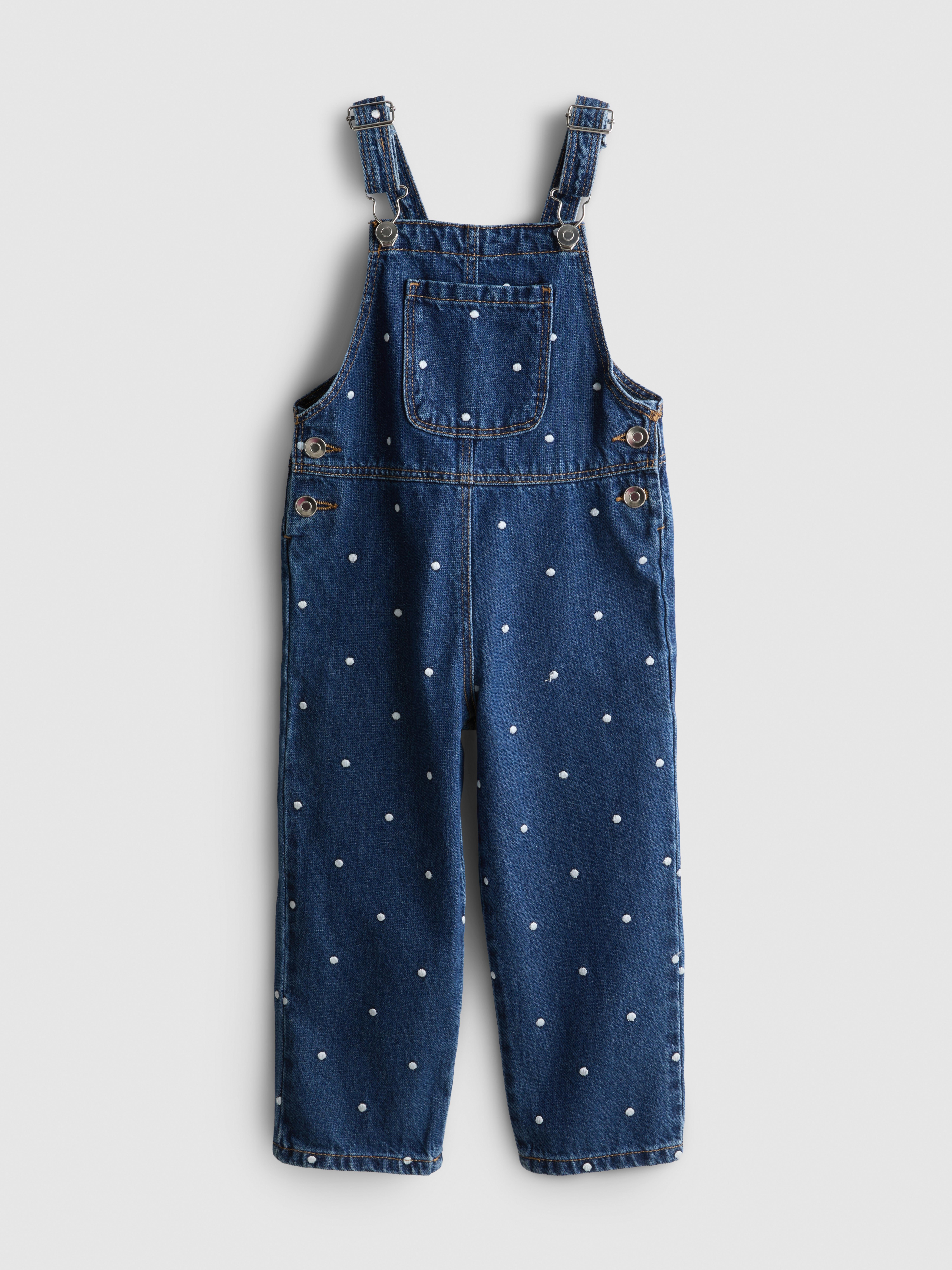 1-9yrs | Pure Cotton Polka Dot Denim Overalls