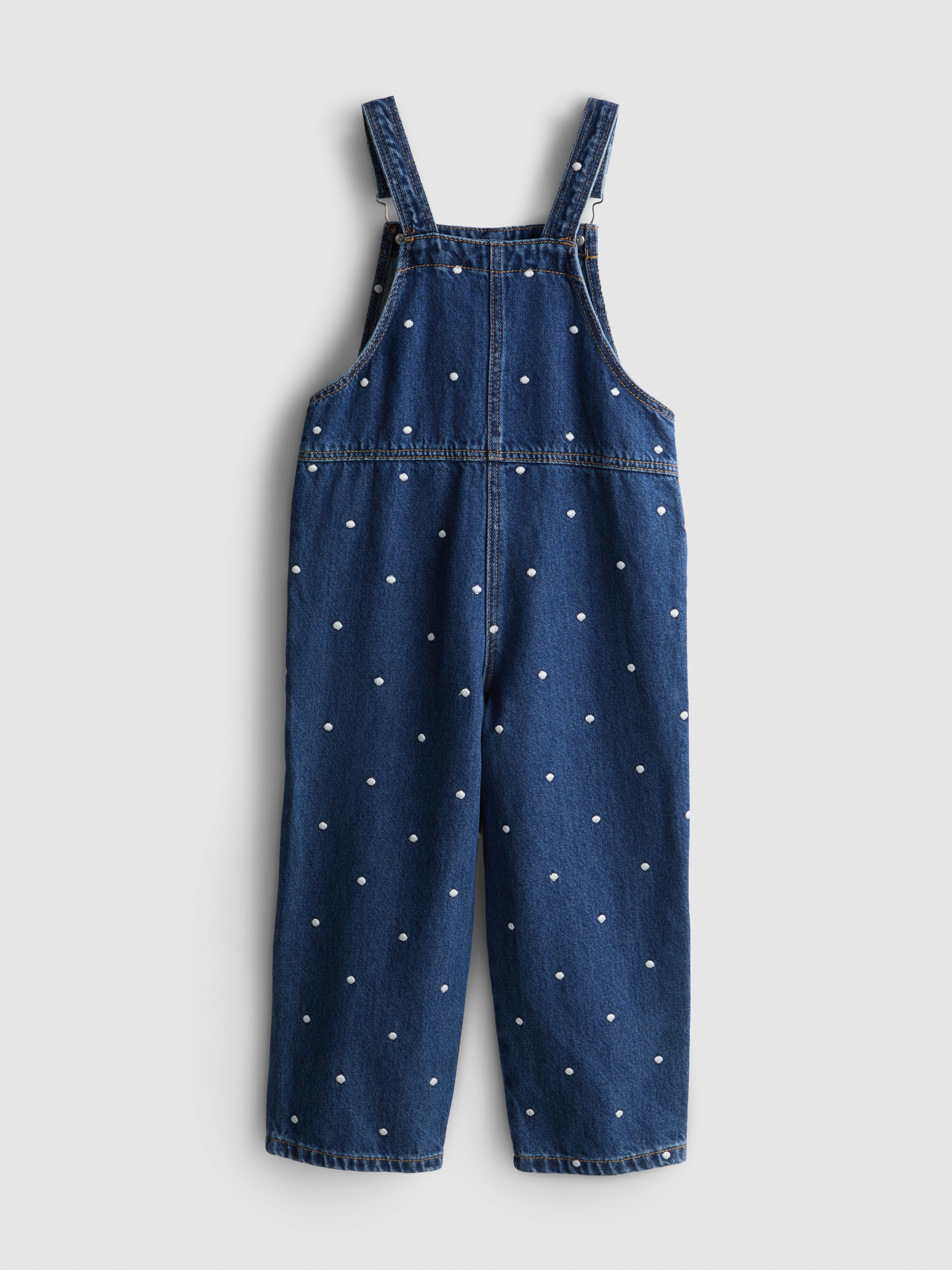 1-9yrs | Pure Cotton Polka Dot Denim Overalls