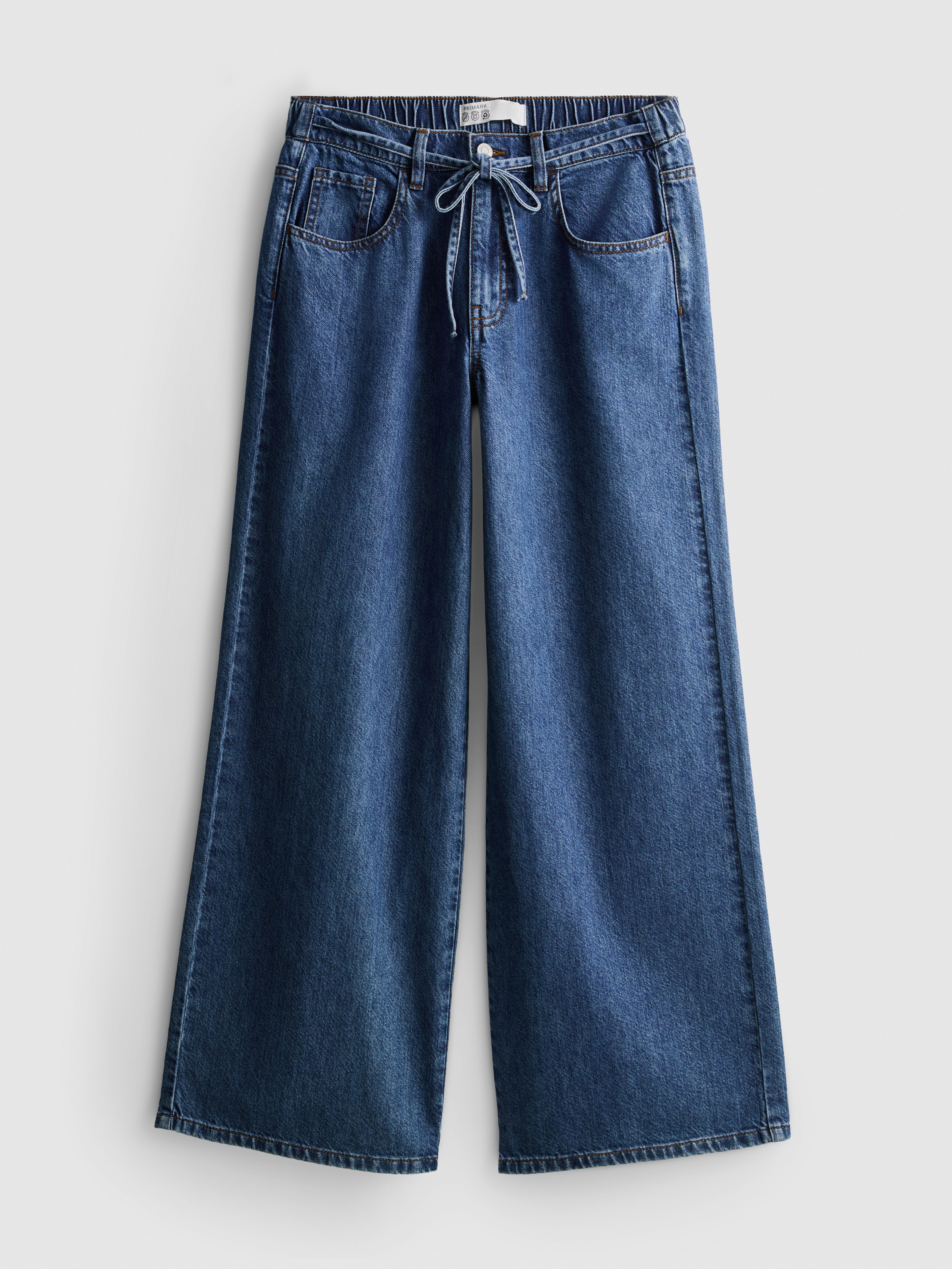 Katoenen denim jeans met wijde pijpen en trekkoord