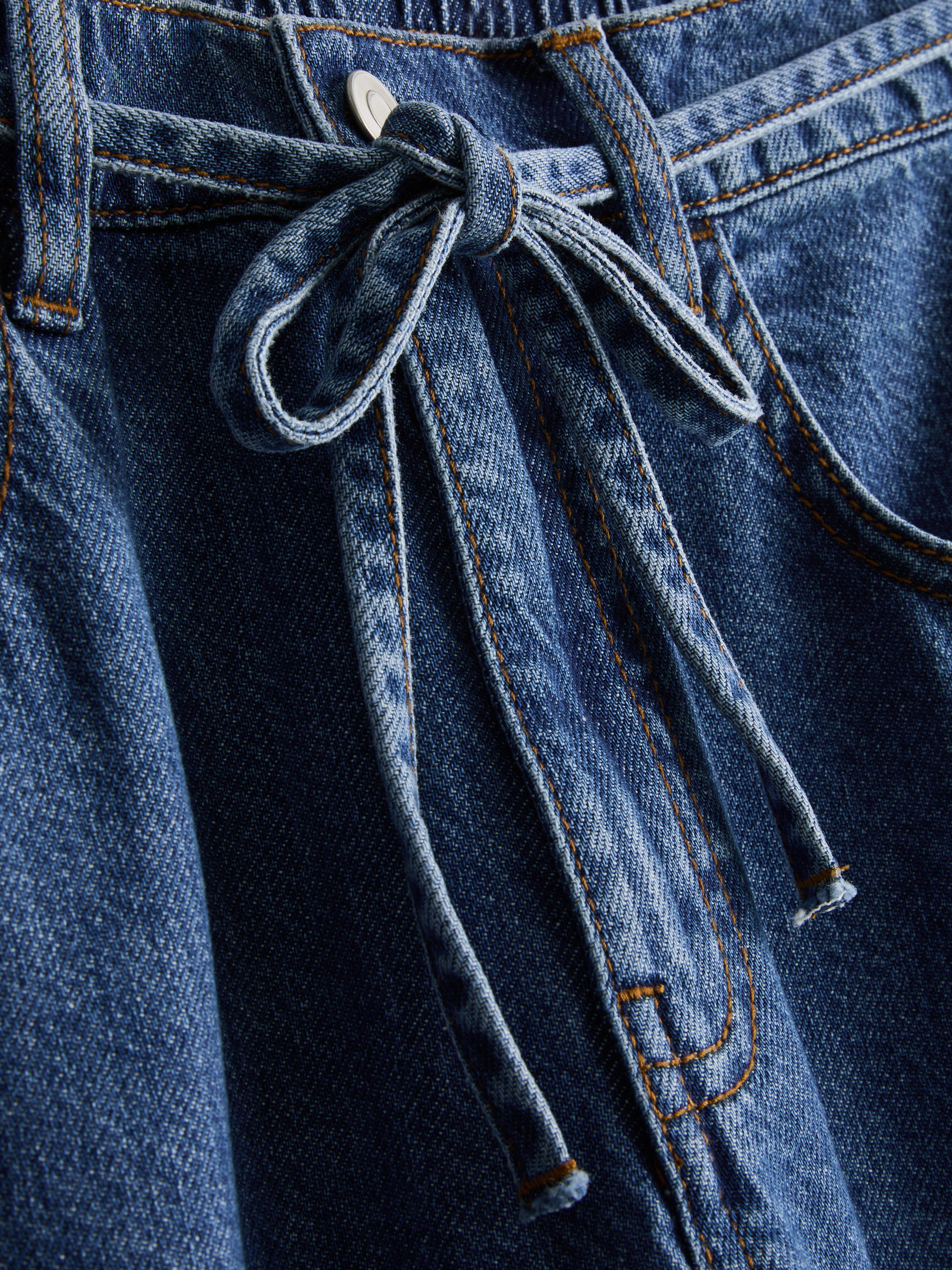 Katoenen denim jeans met wijde pijpen en trekkoord