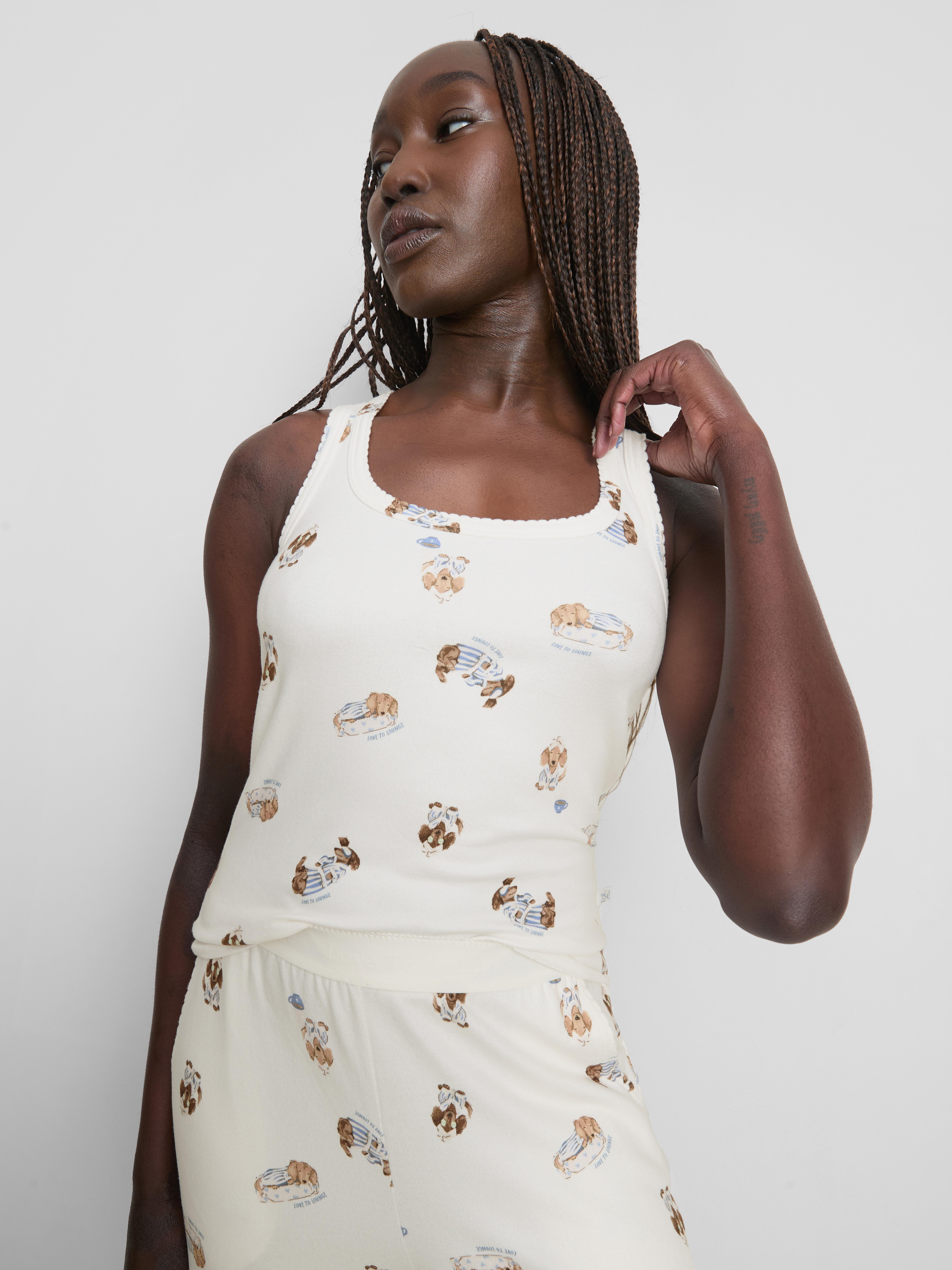 Love To Lounge Dog Print Tank Top