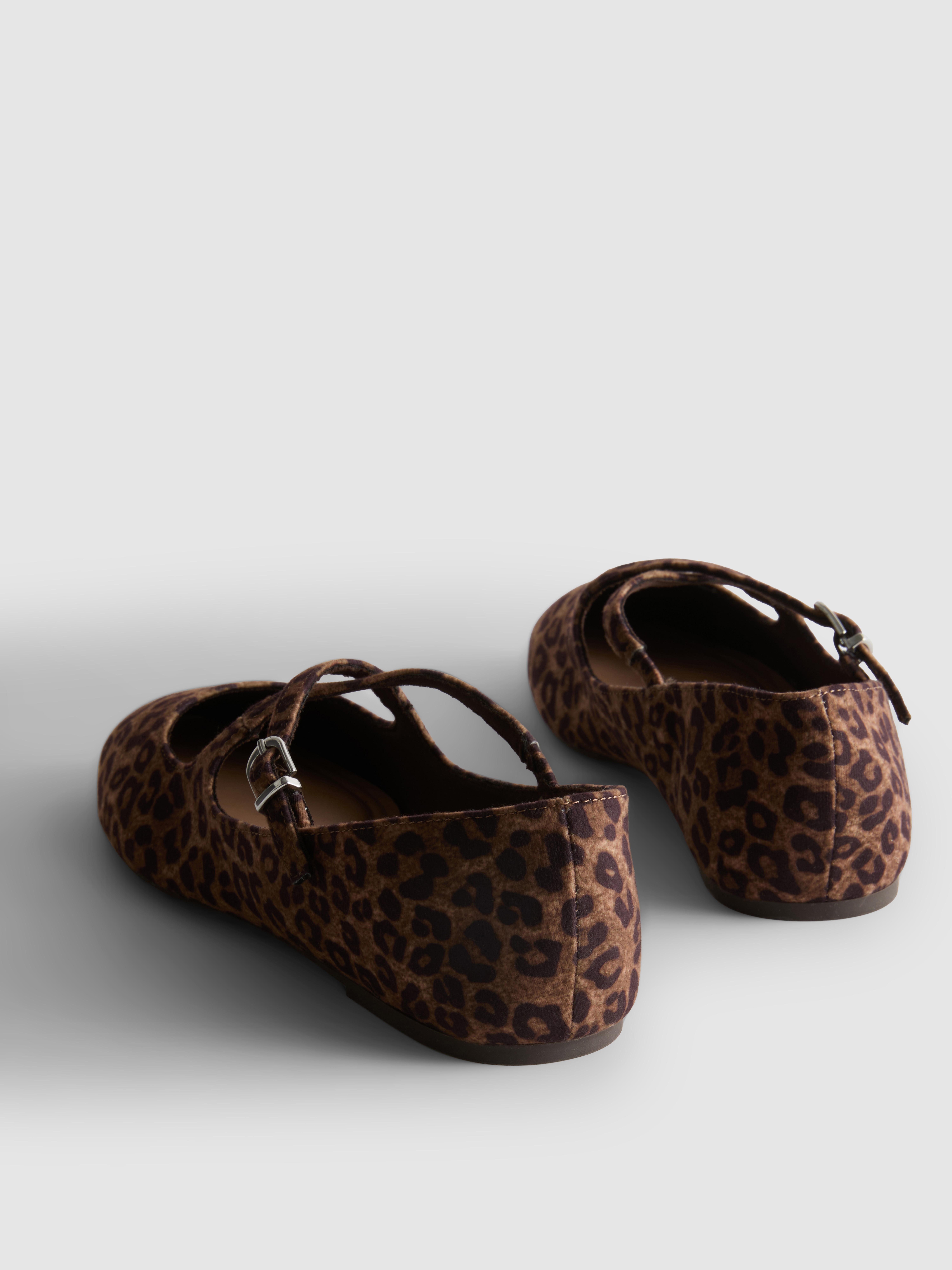 Leopard Cross-Strap Ballerina Flats