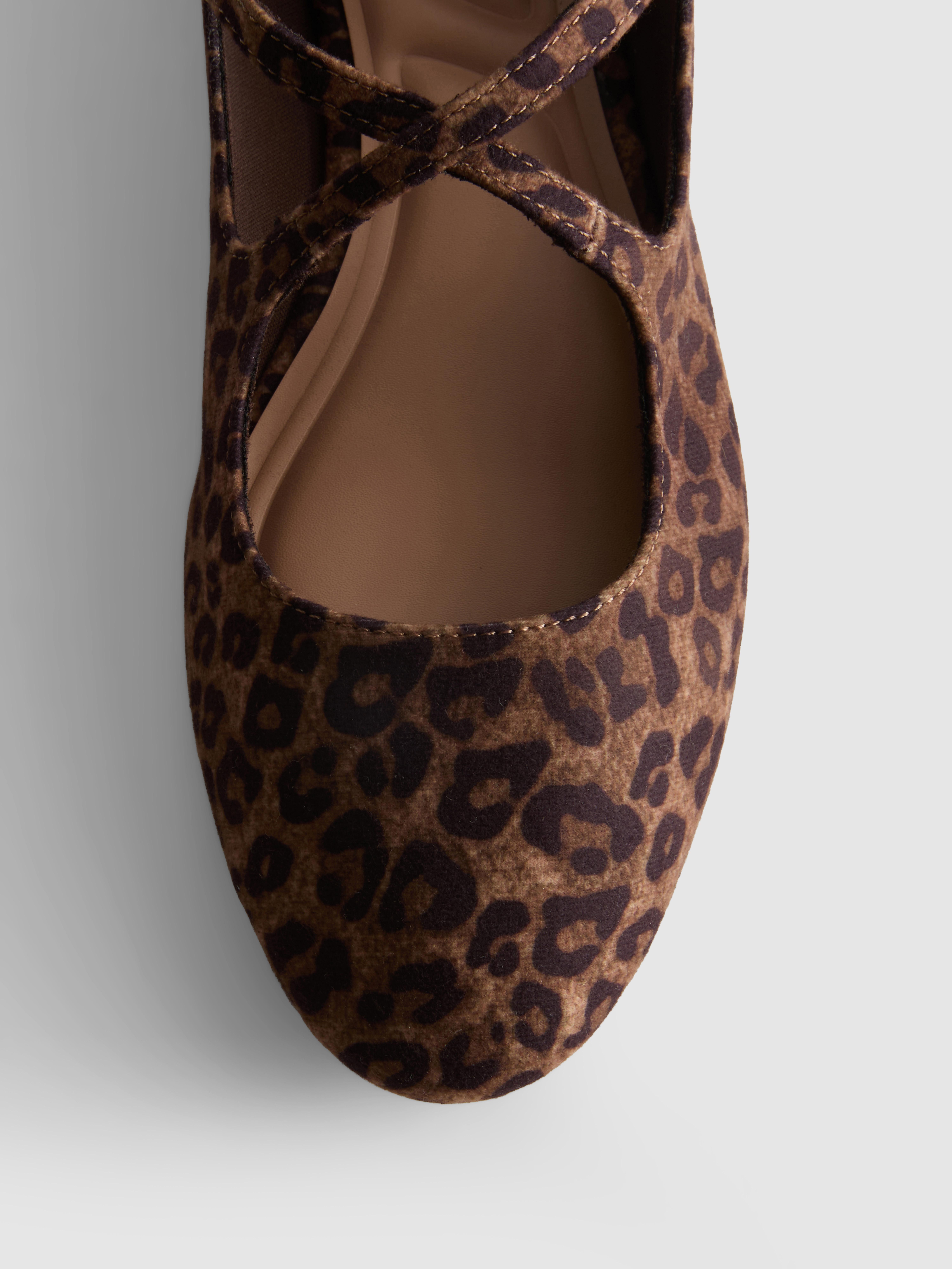 Leopard Cross-Strap Ballerina Flats