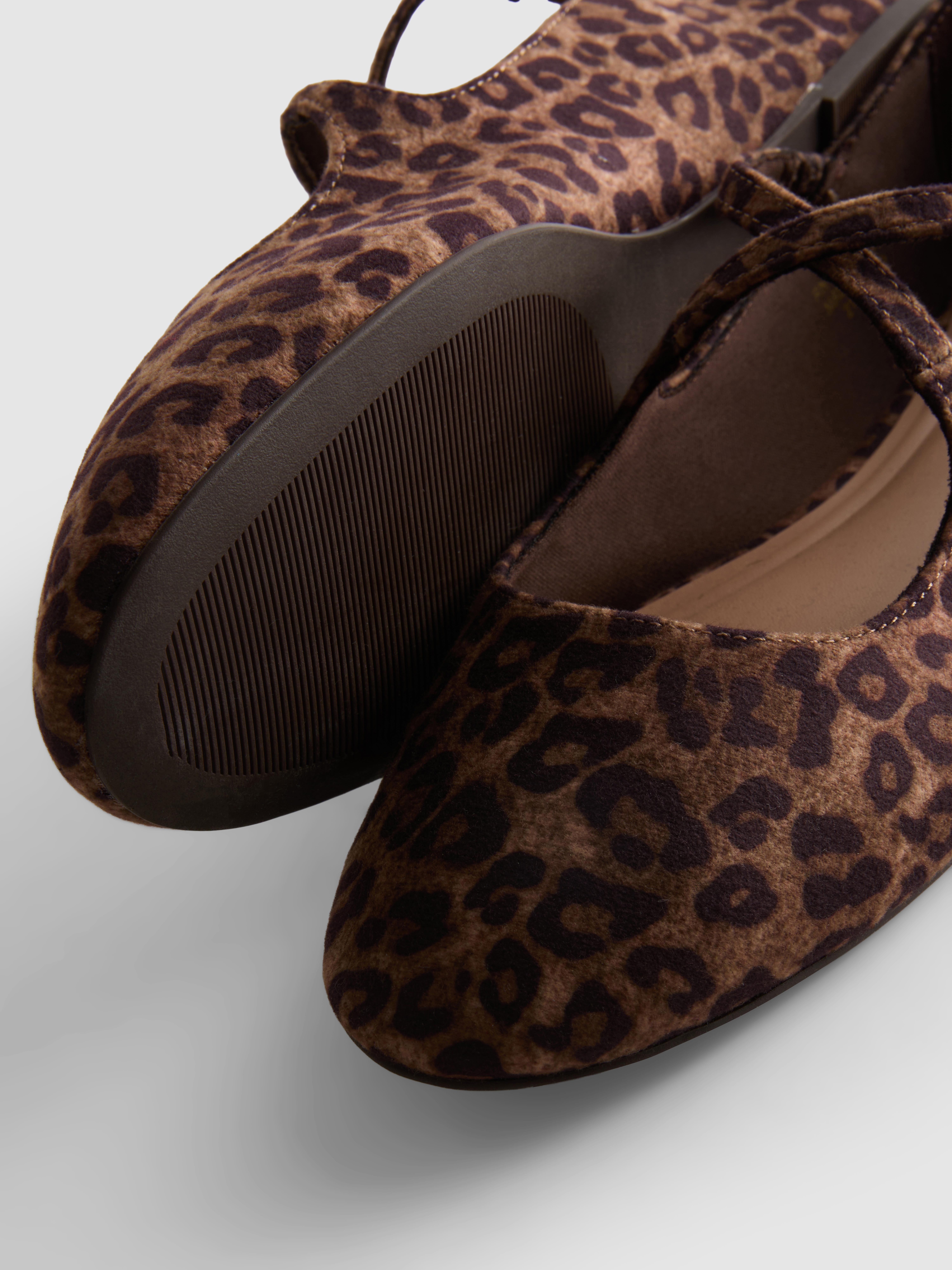 Leopard Cross-Strap Ballerina Flats