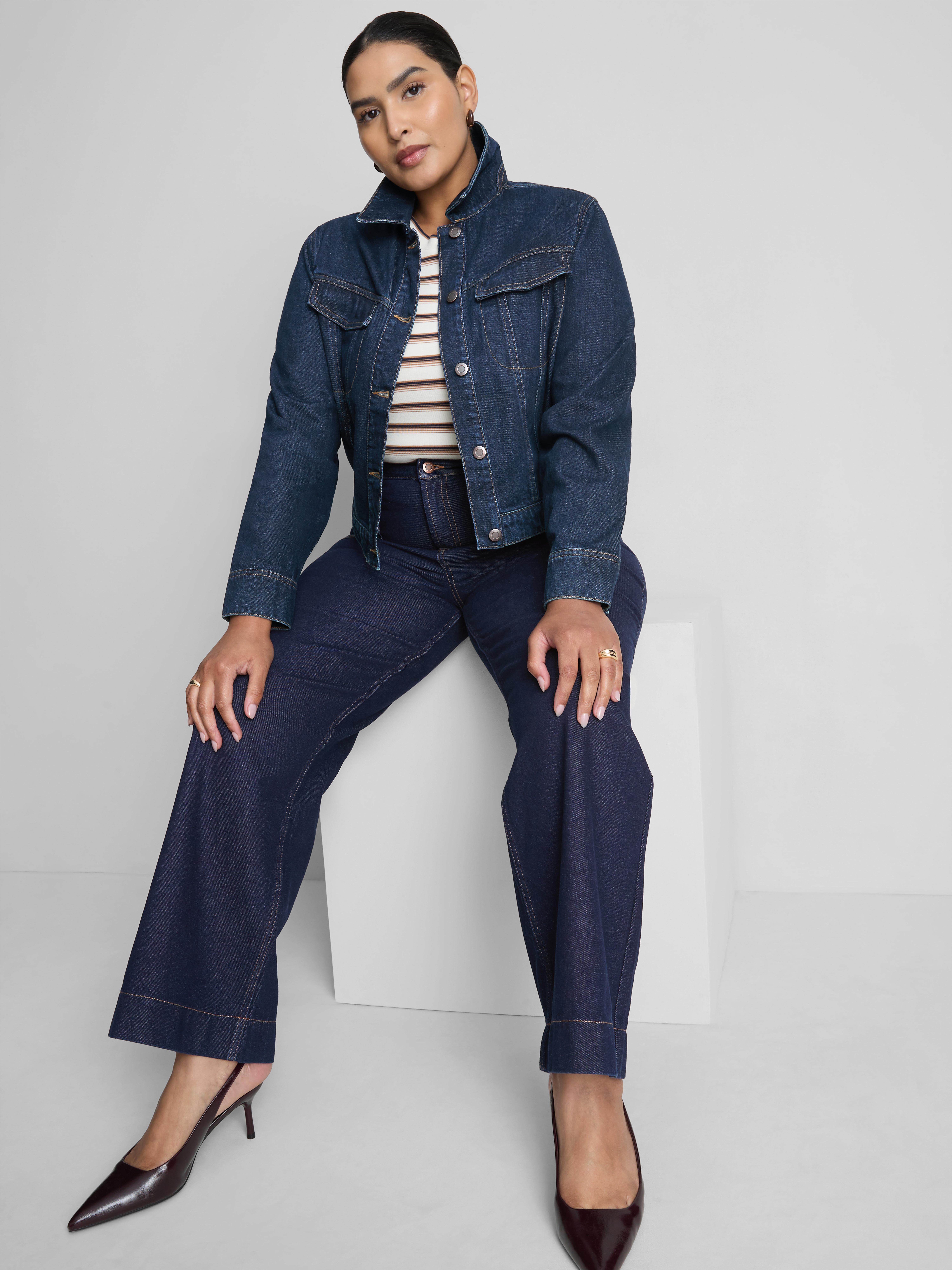 By Coleen Cropped Cotton Denim Jacket