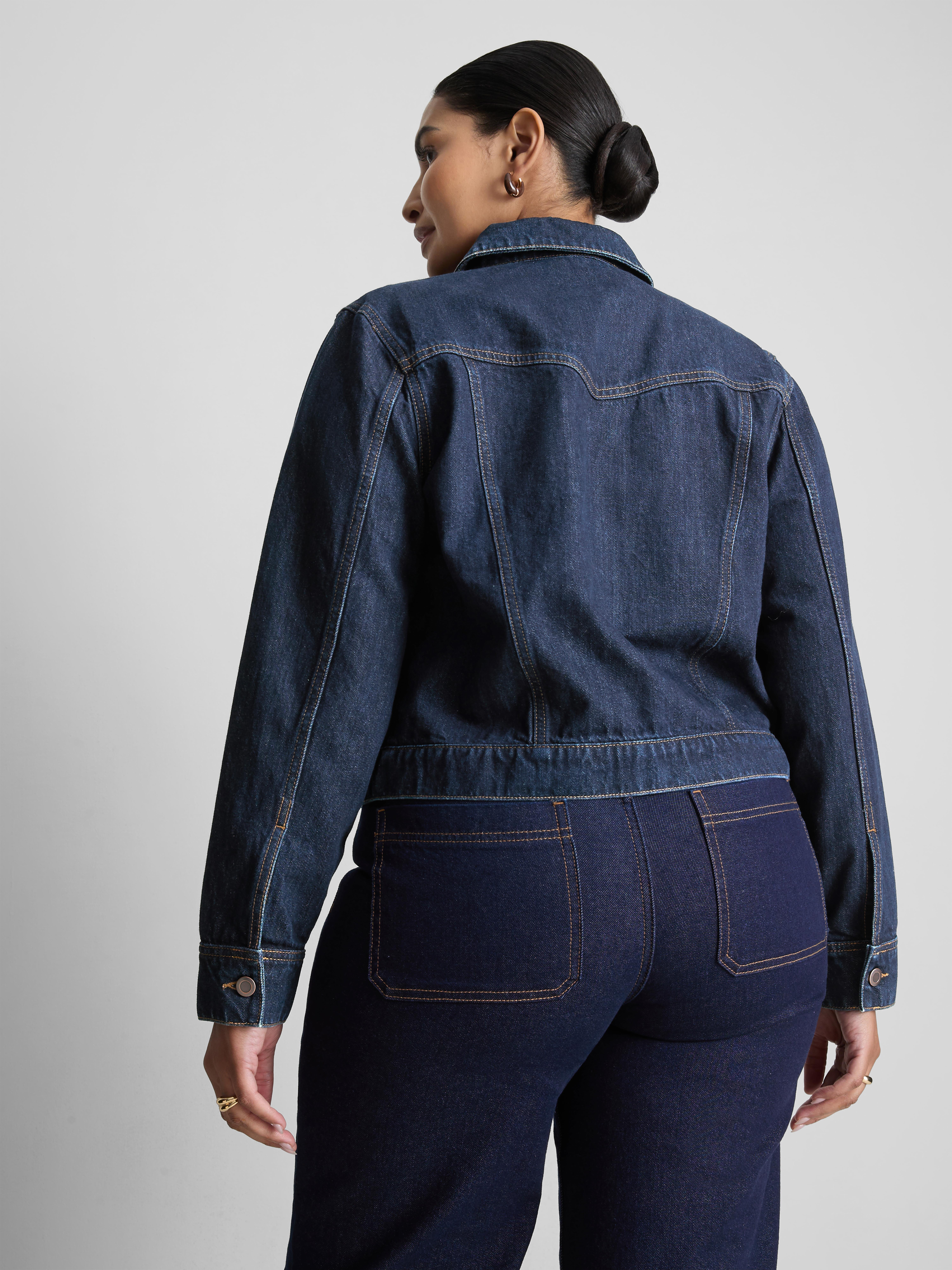 By Coleen Cropped Cotton Denim Jacket