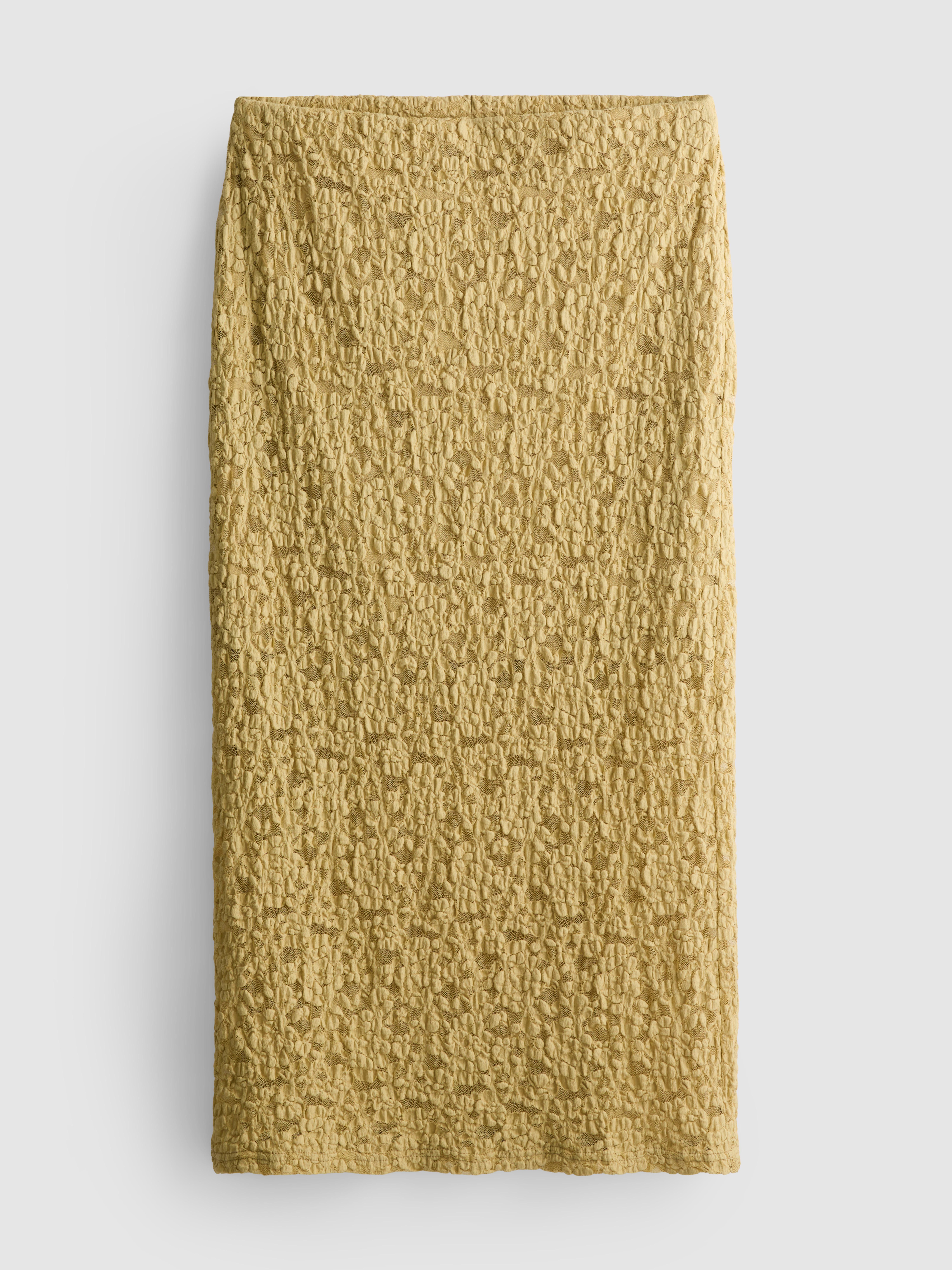 Cotton-Blend Textured Lace Midi Skirt
