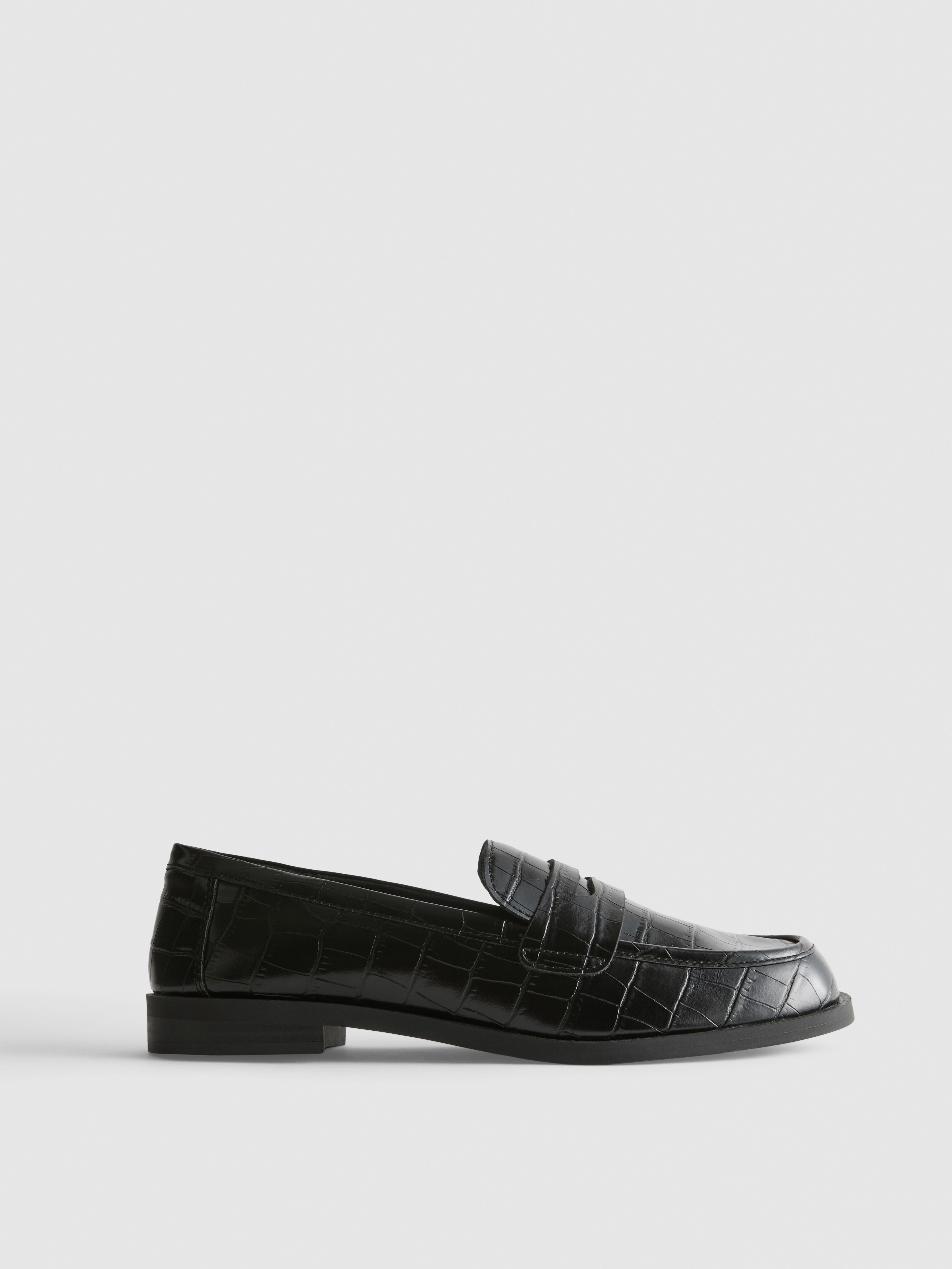 Faux Croc Penny Loafers