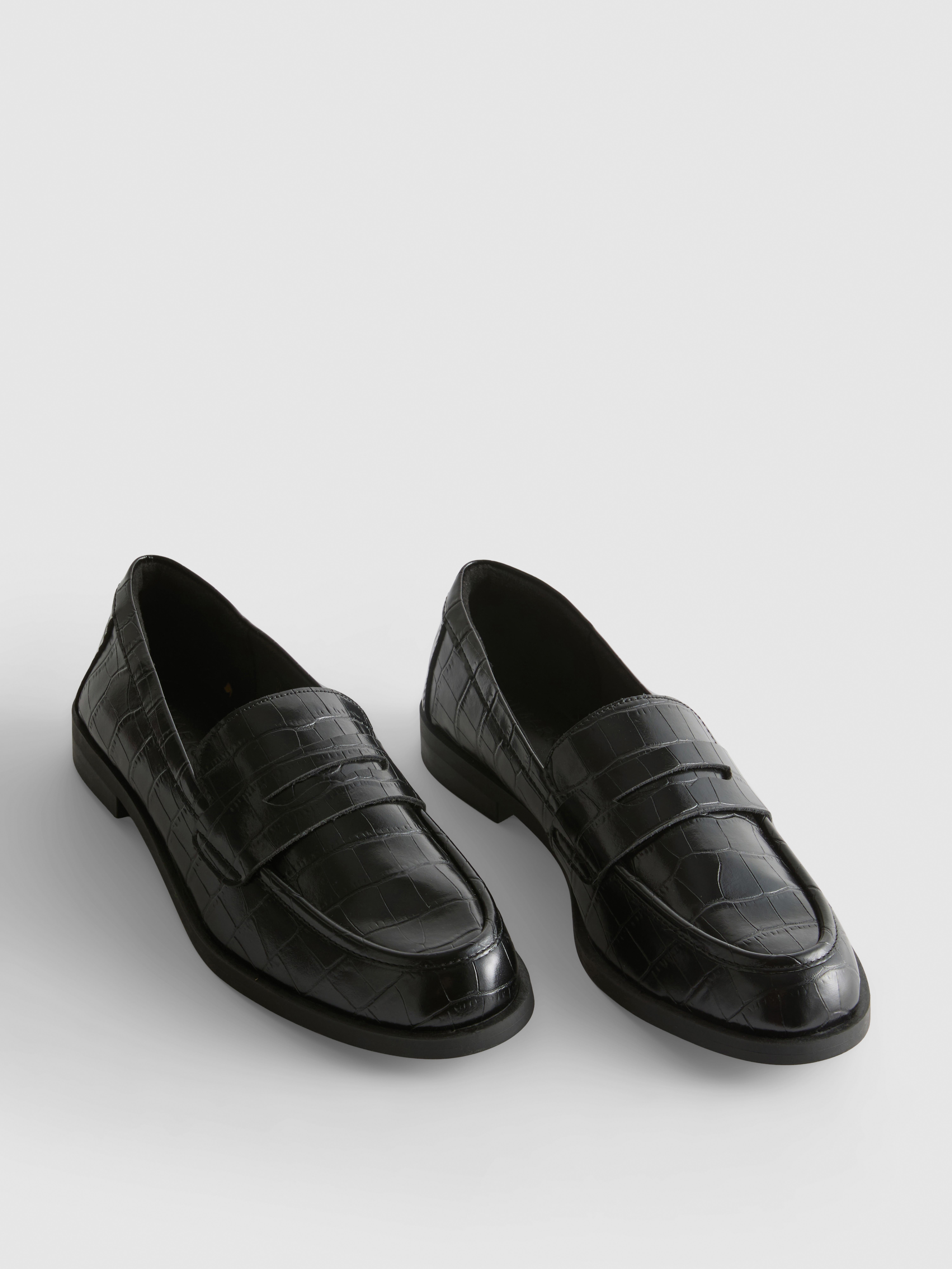Faux Croc Penny Loafers