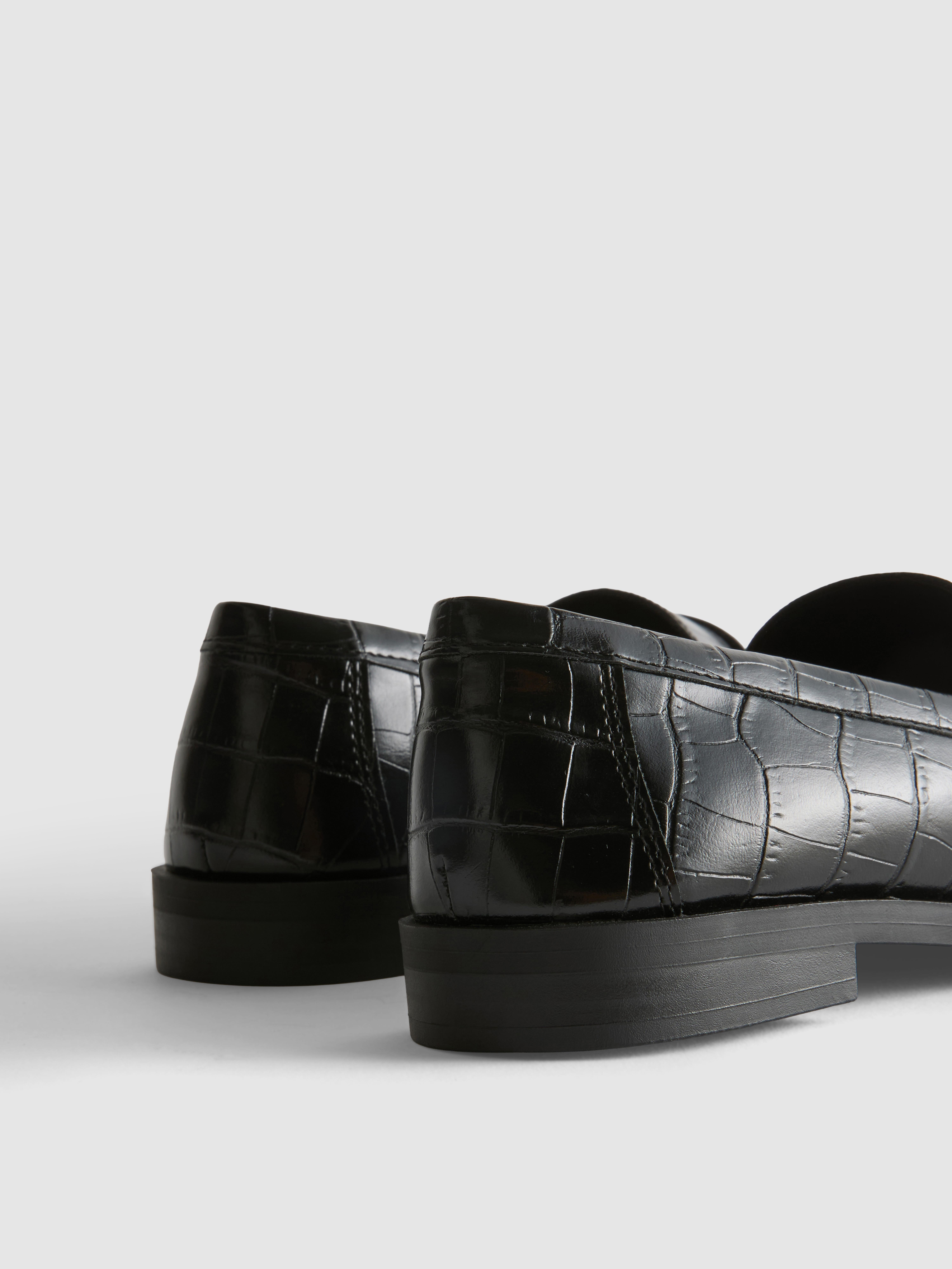 Faux Croc Penny Loafers