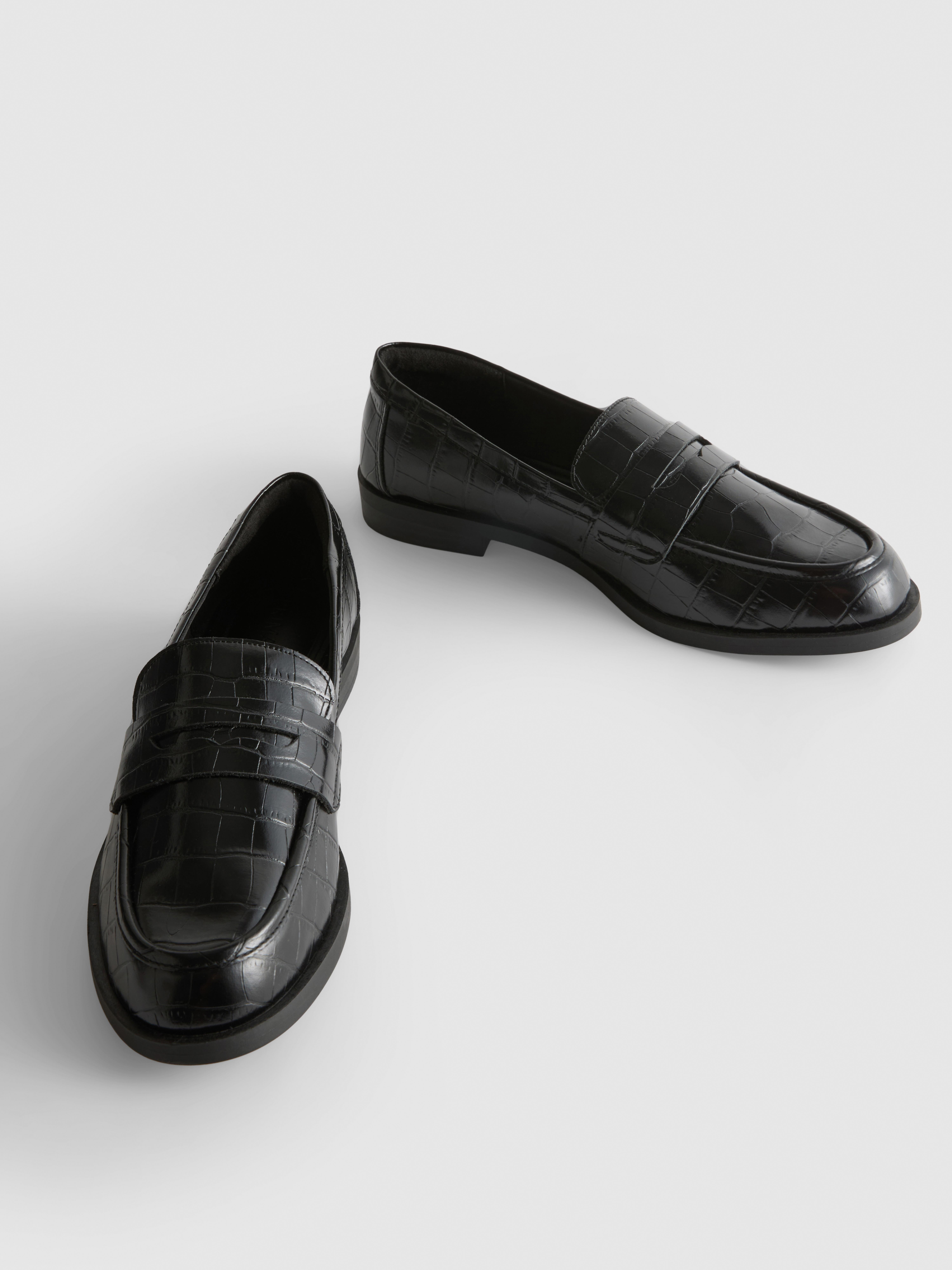 Faux Croc Penny Loafers
