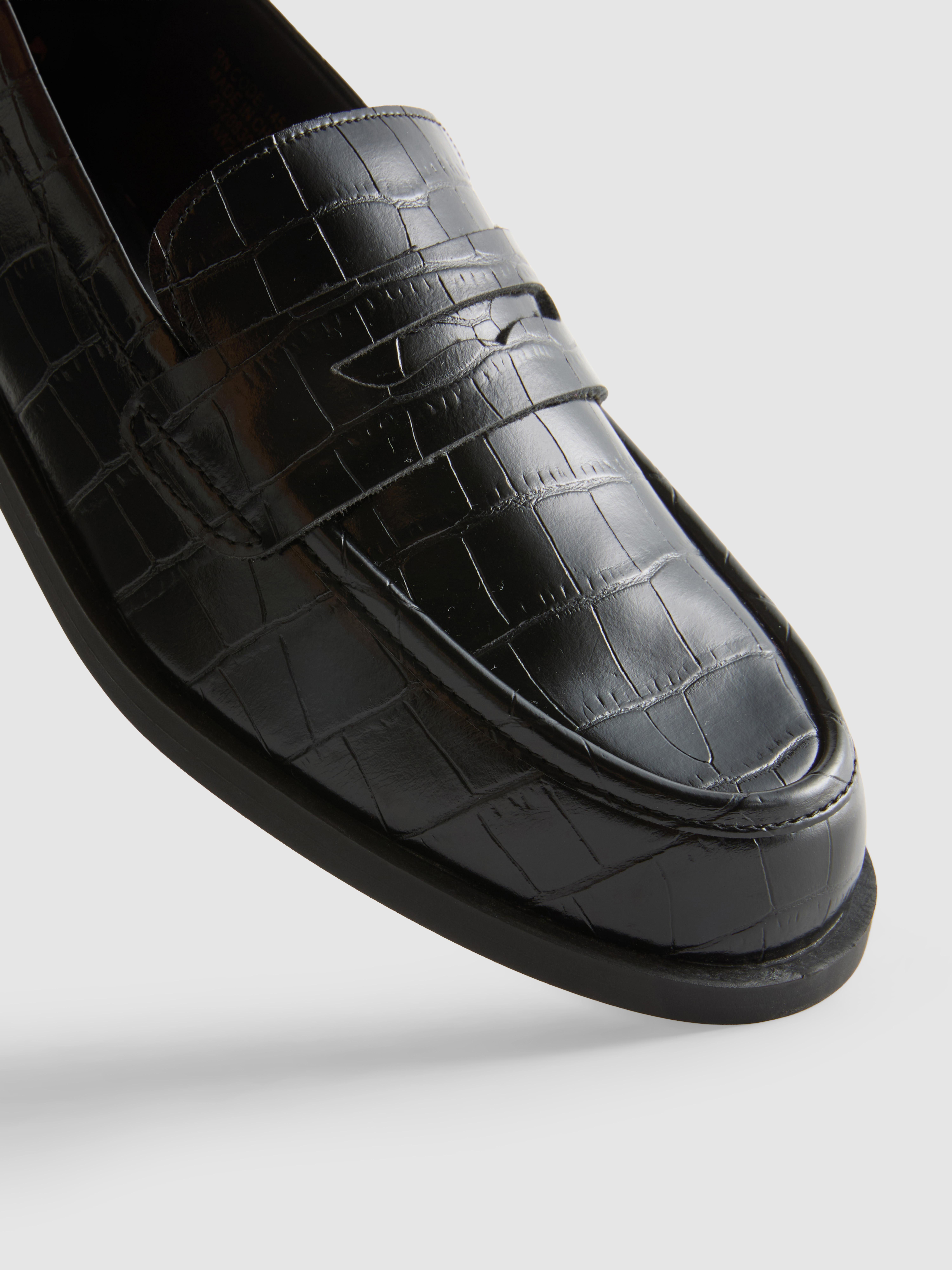 Faux Croc Penny Loafers