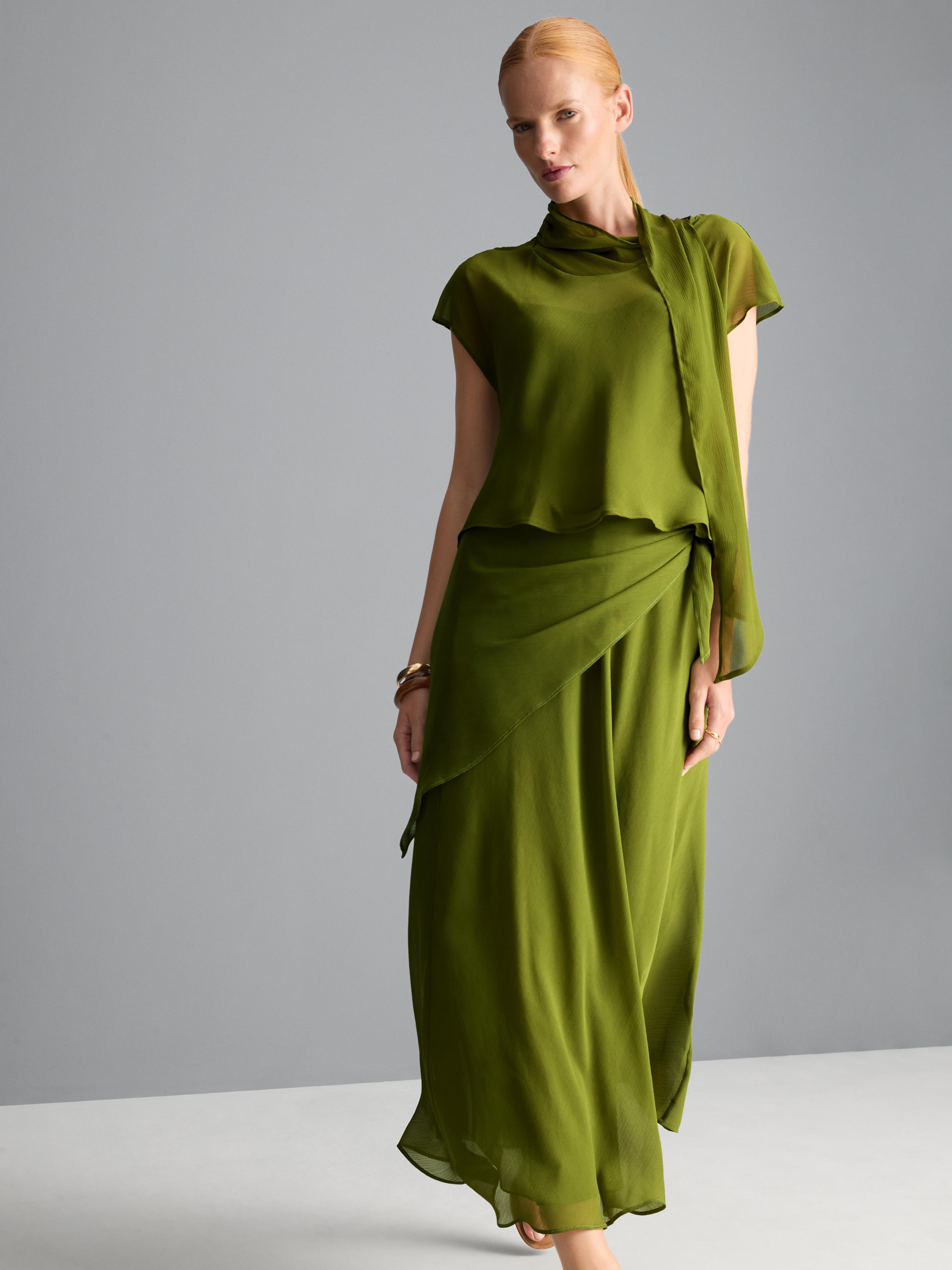 Scarf Tie Midi Skirt
