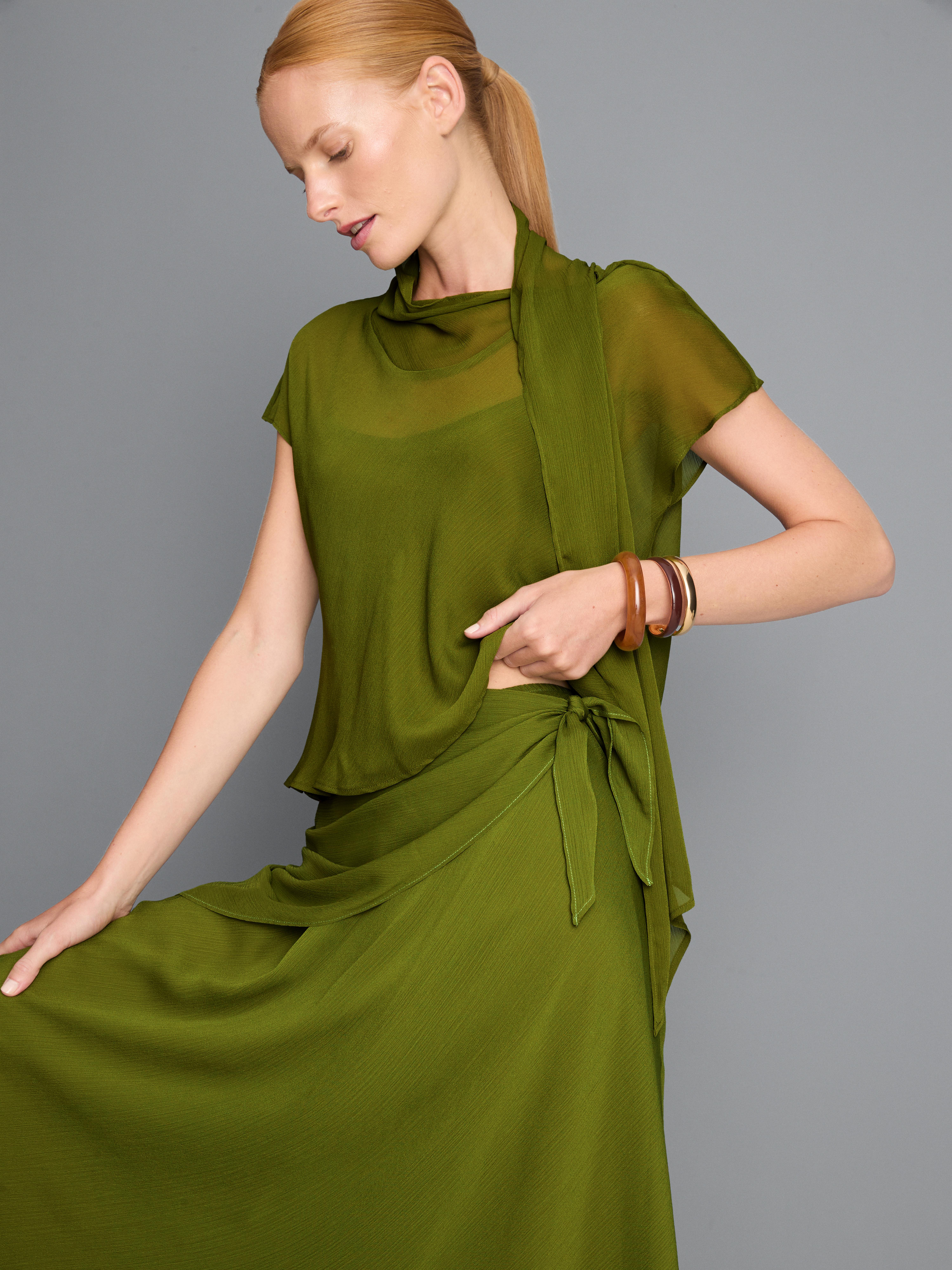 Scarf Tie Midi Skirt