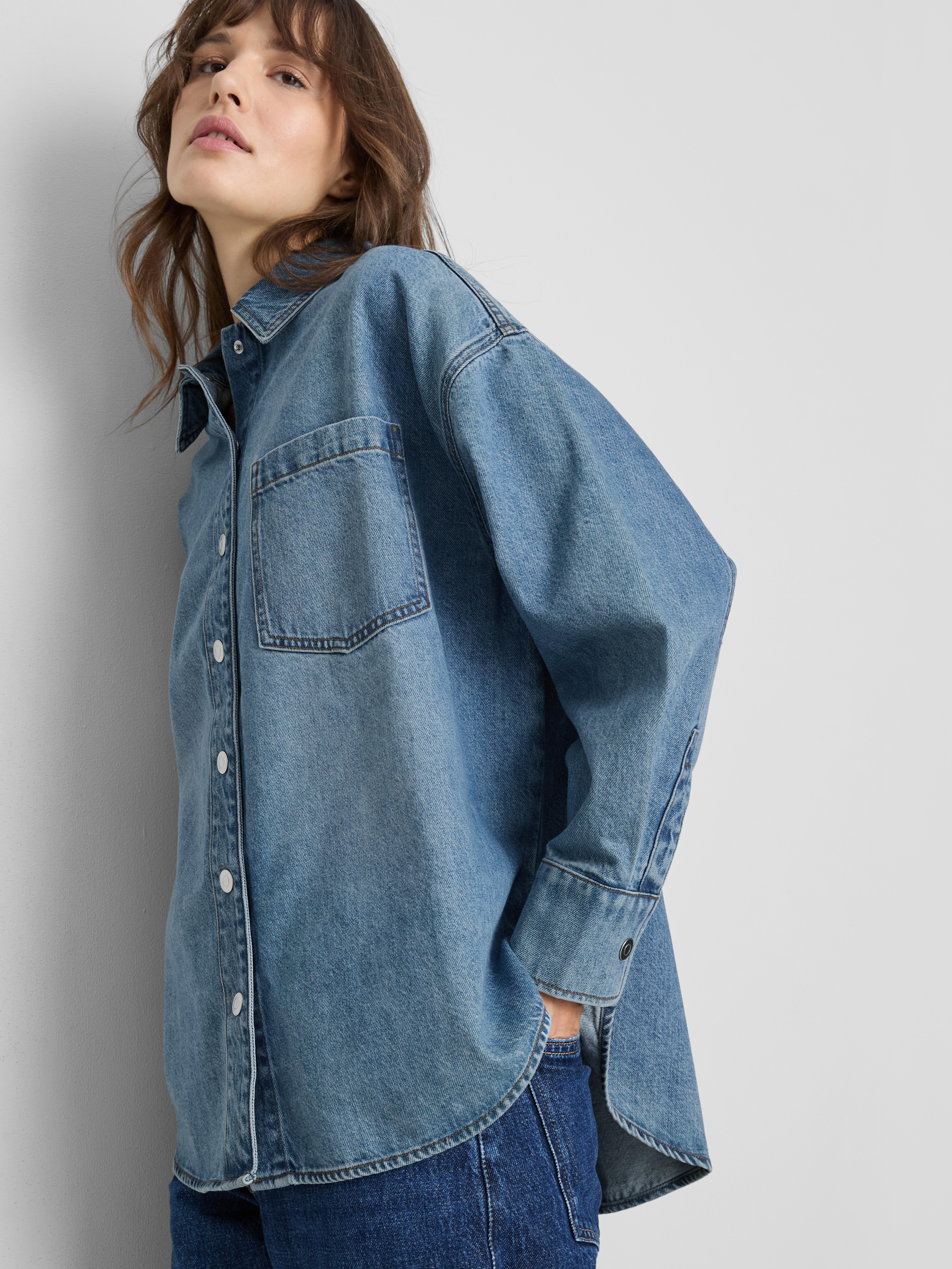 Relaxed Cotton Denim Shirt Mid Blue