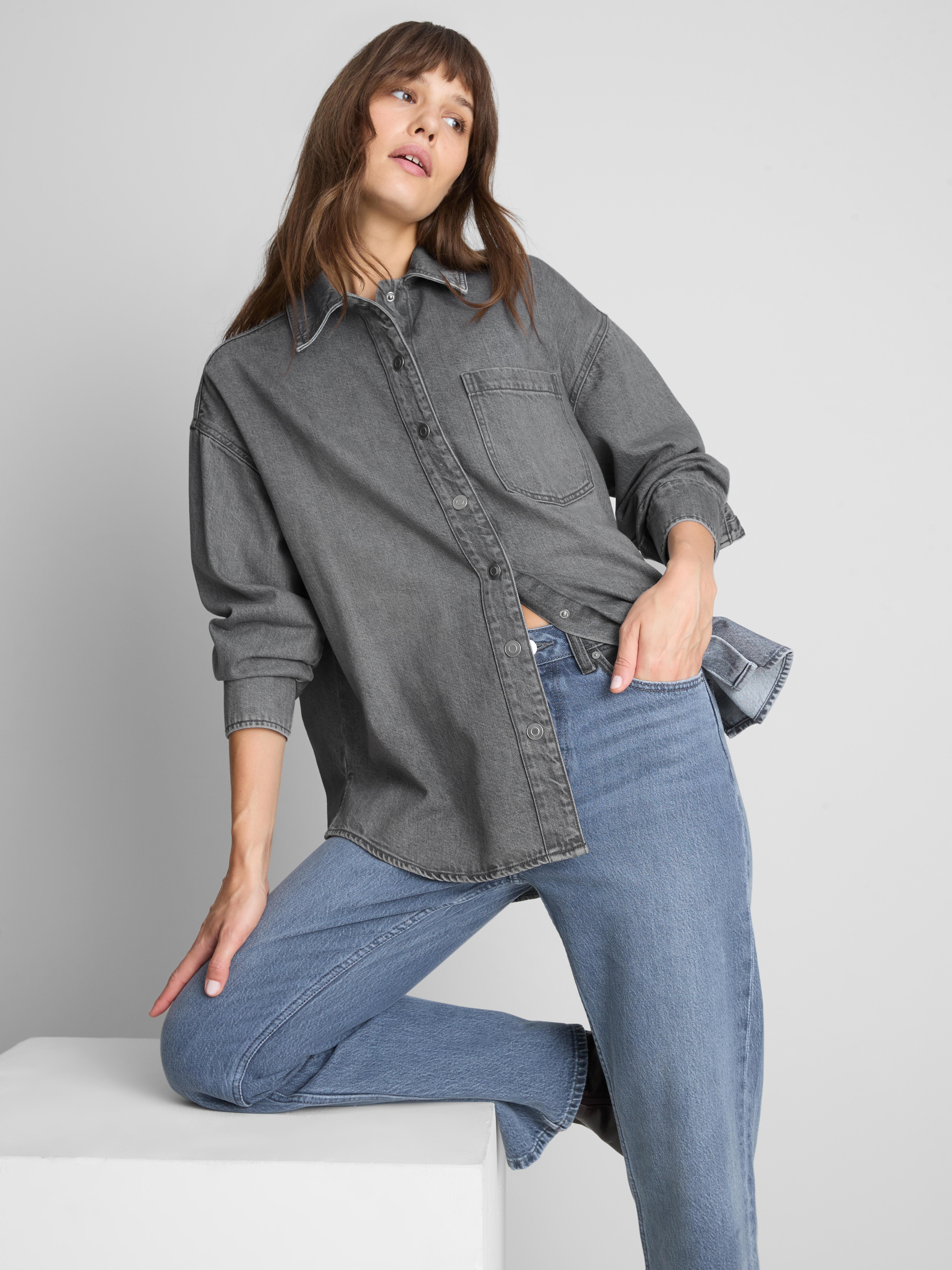 Relaxed Cotton Denim Button-Up Shirt