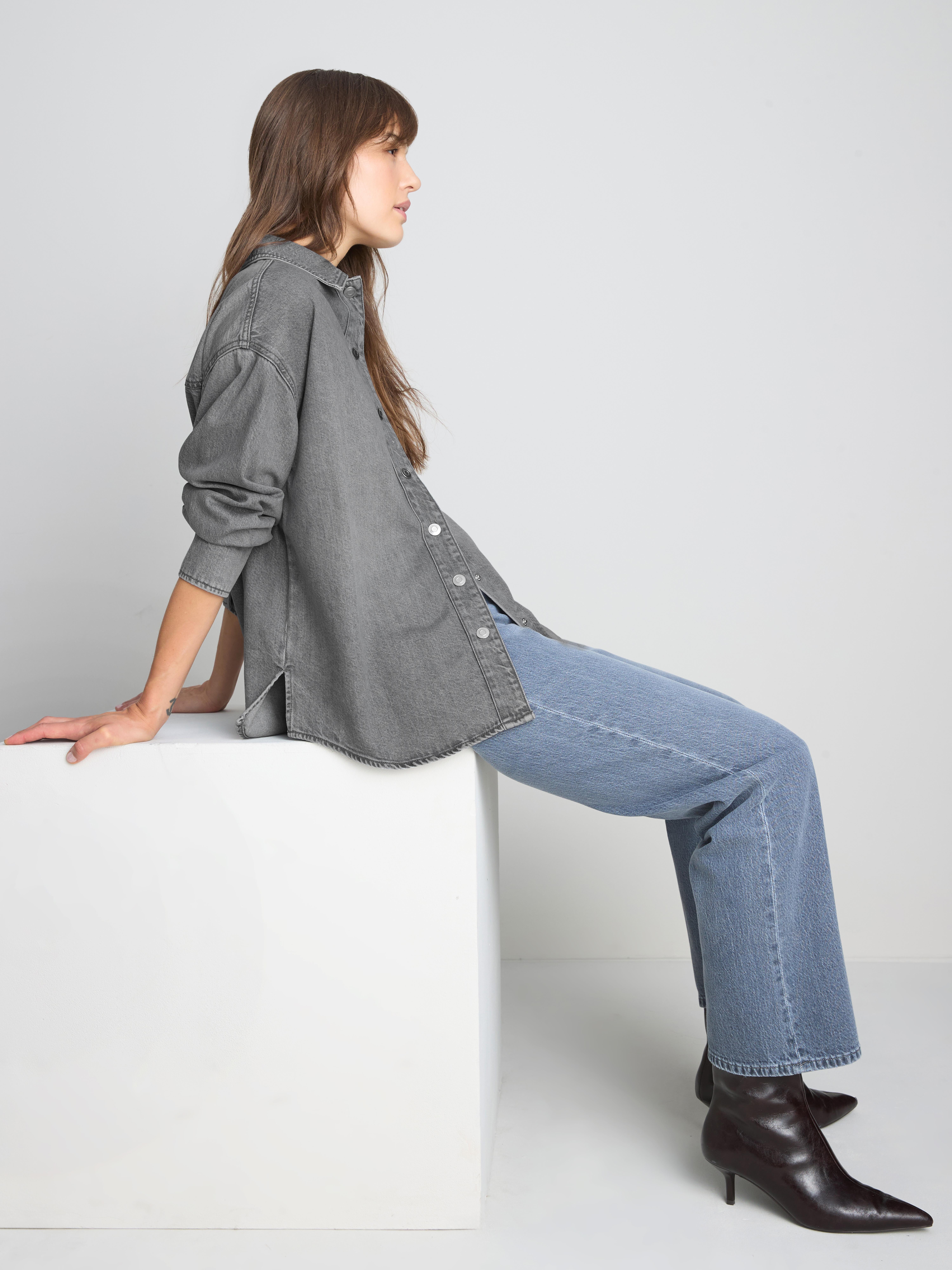 Relaxed Cotton Denim Button-Up Shirt