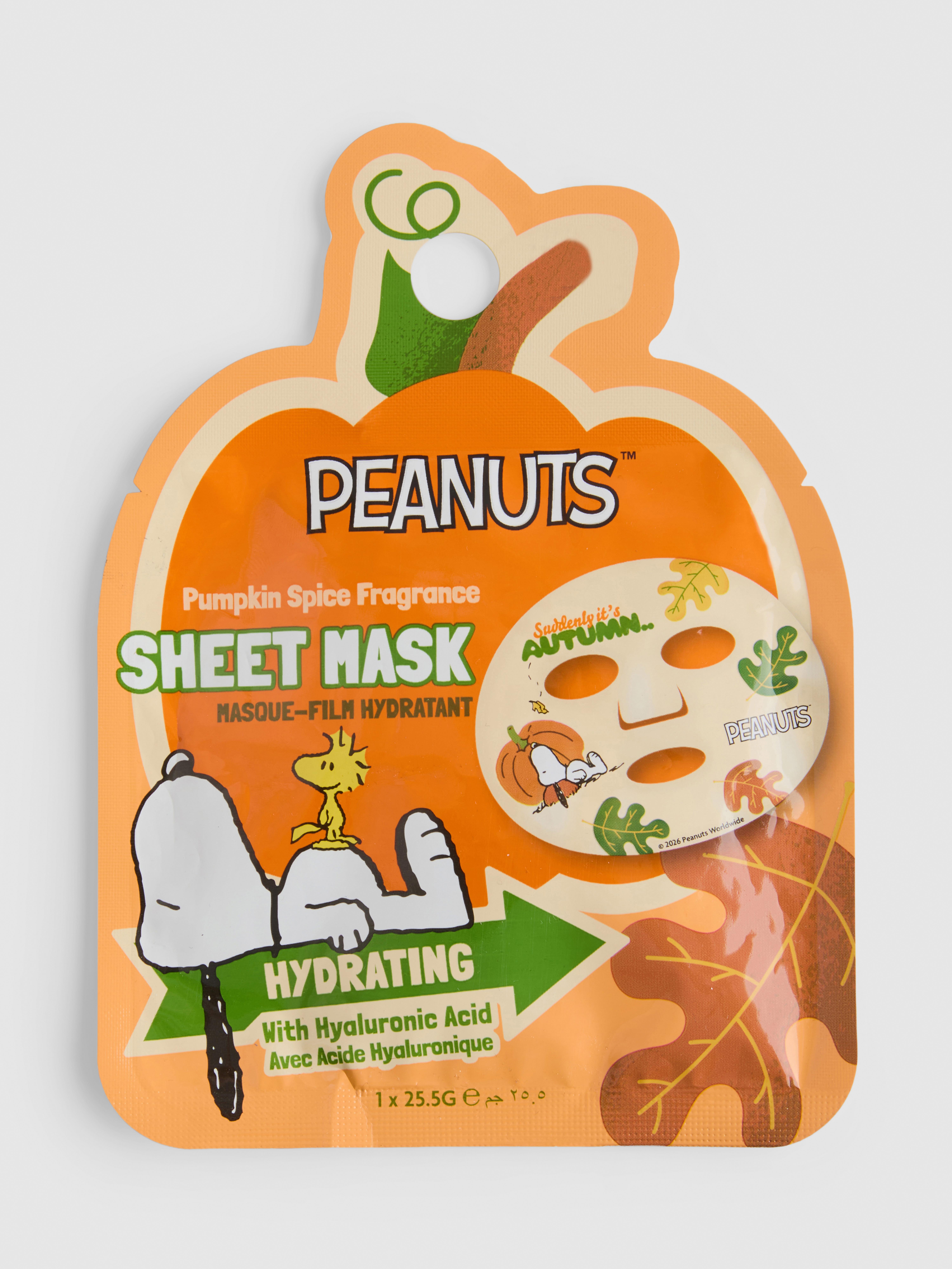Mască hidratantă tip șervețel Peanuts, cu pumpkin spice