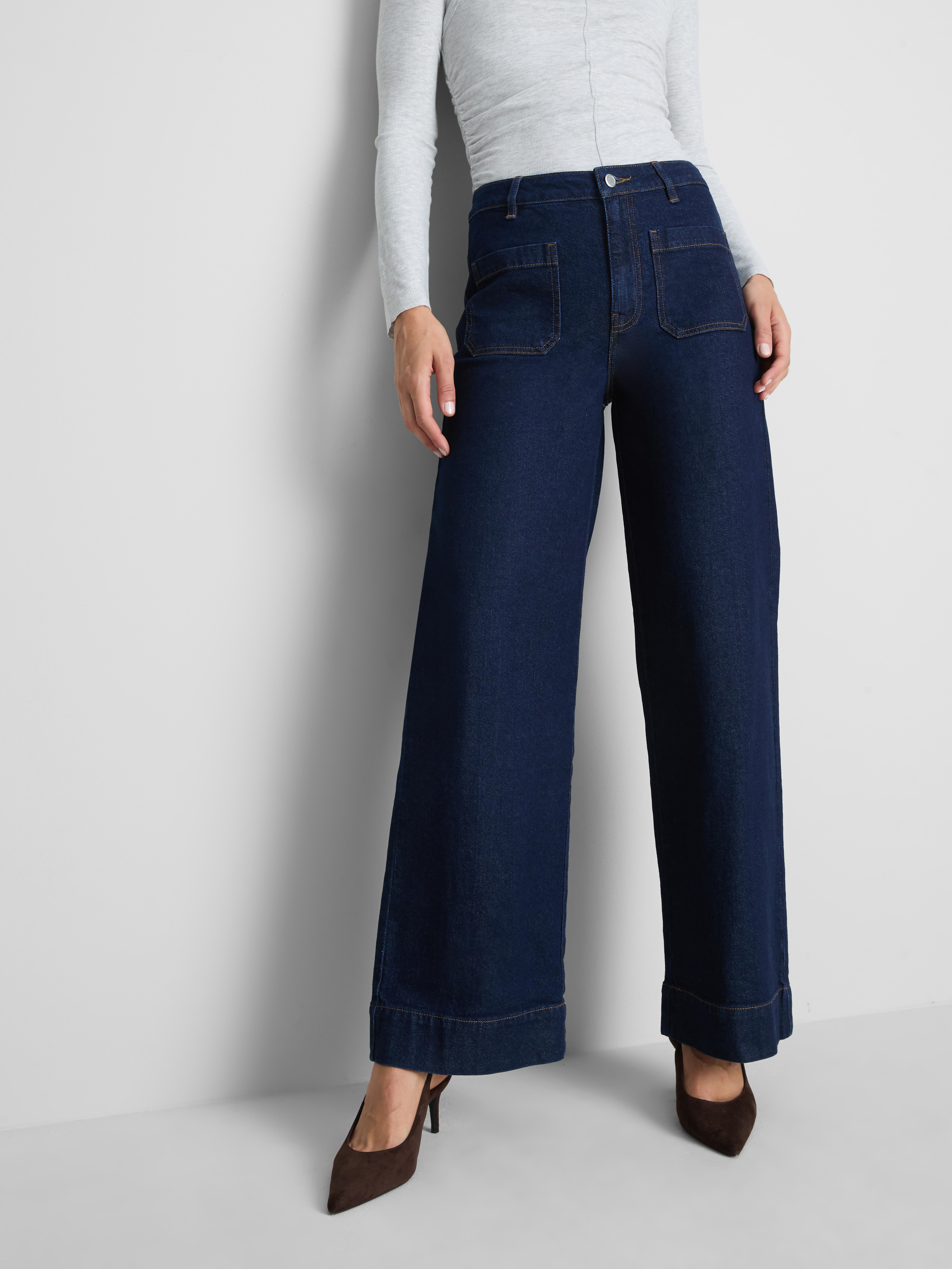 Patch Pocket Wide-Leg Jeans