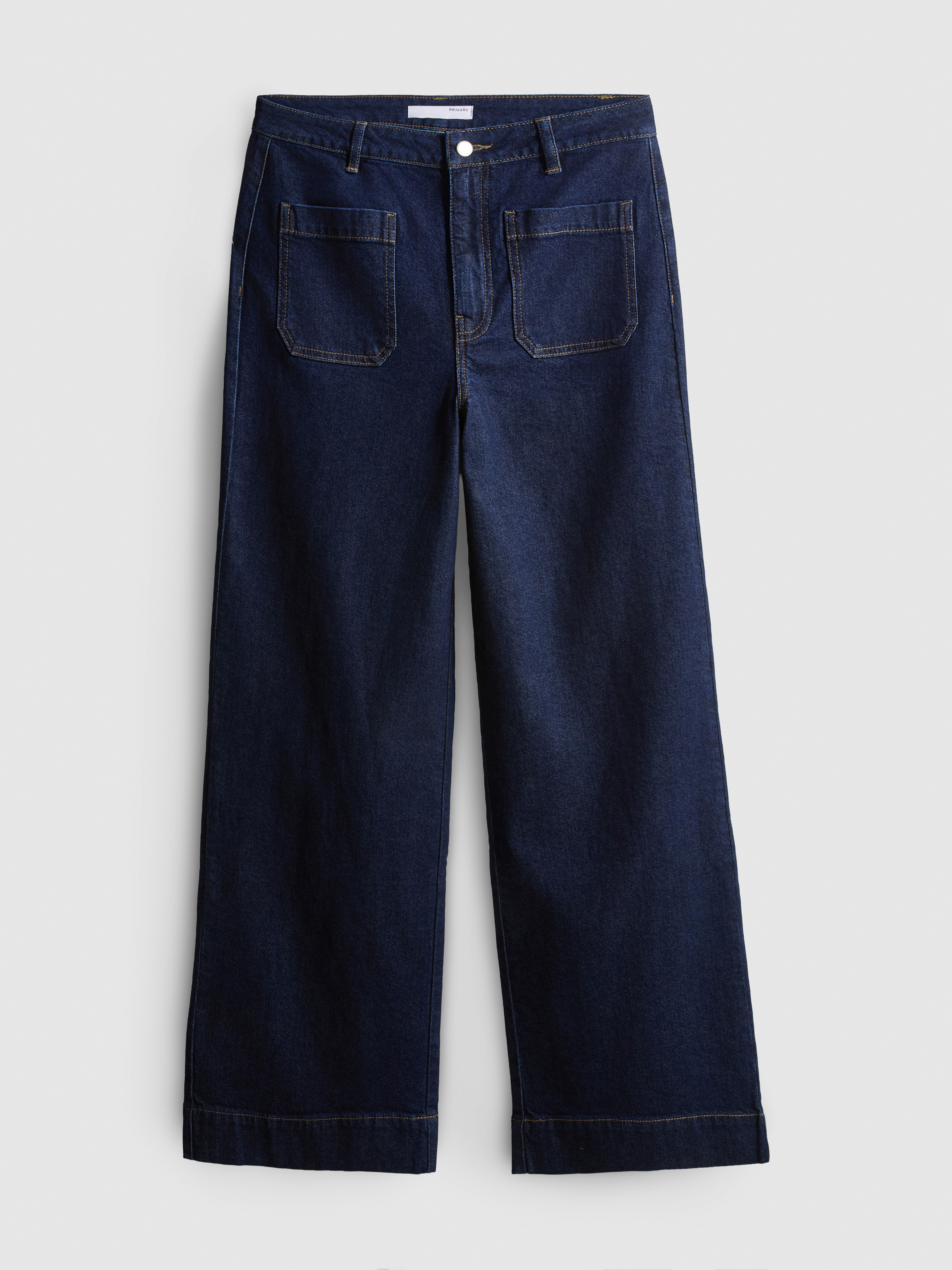 Patch Pocket Wide-Leg Jeans