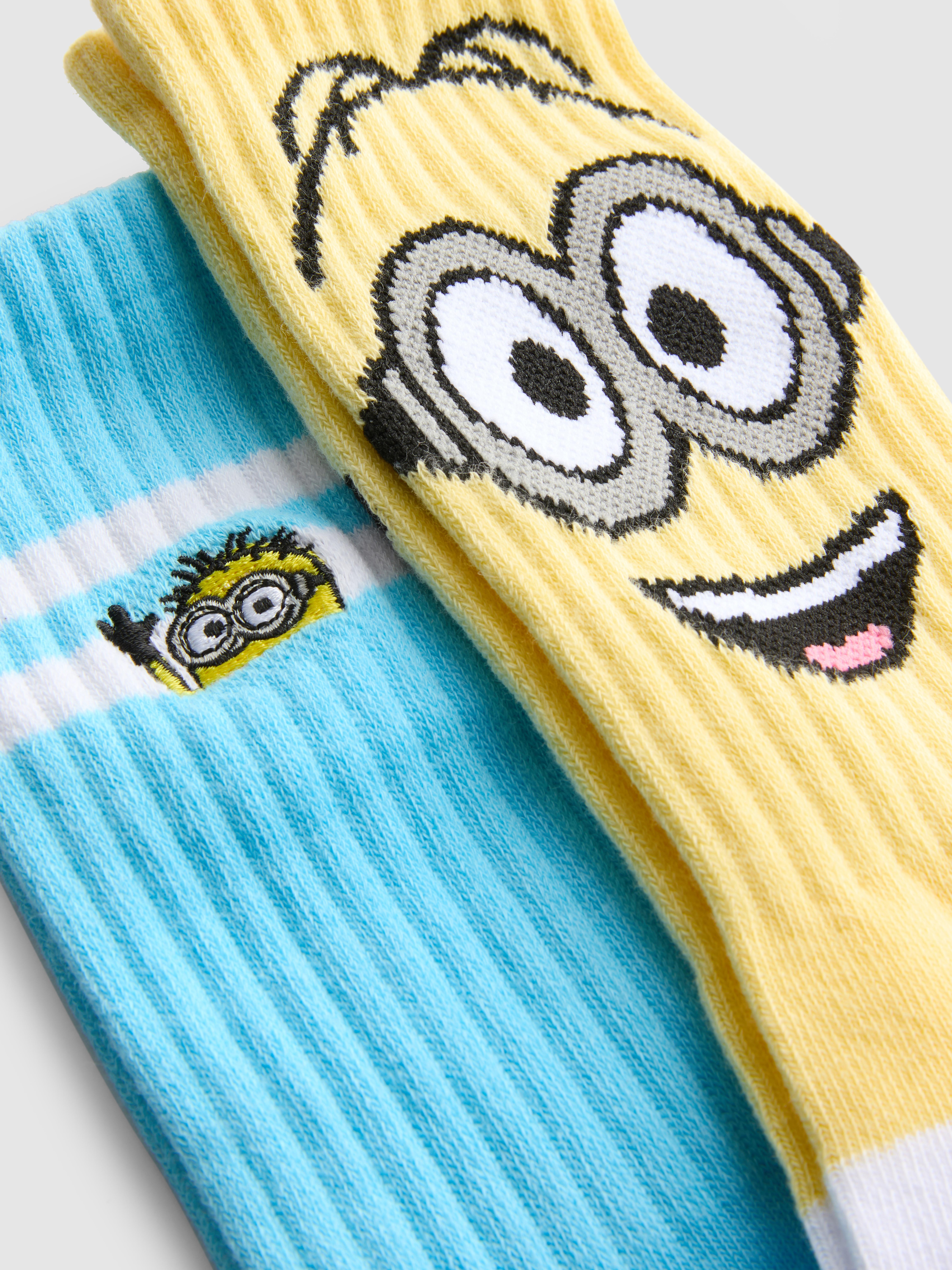 2pk Despicable Me Minions Ribbed Crew Socks