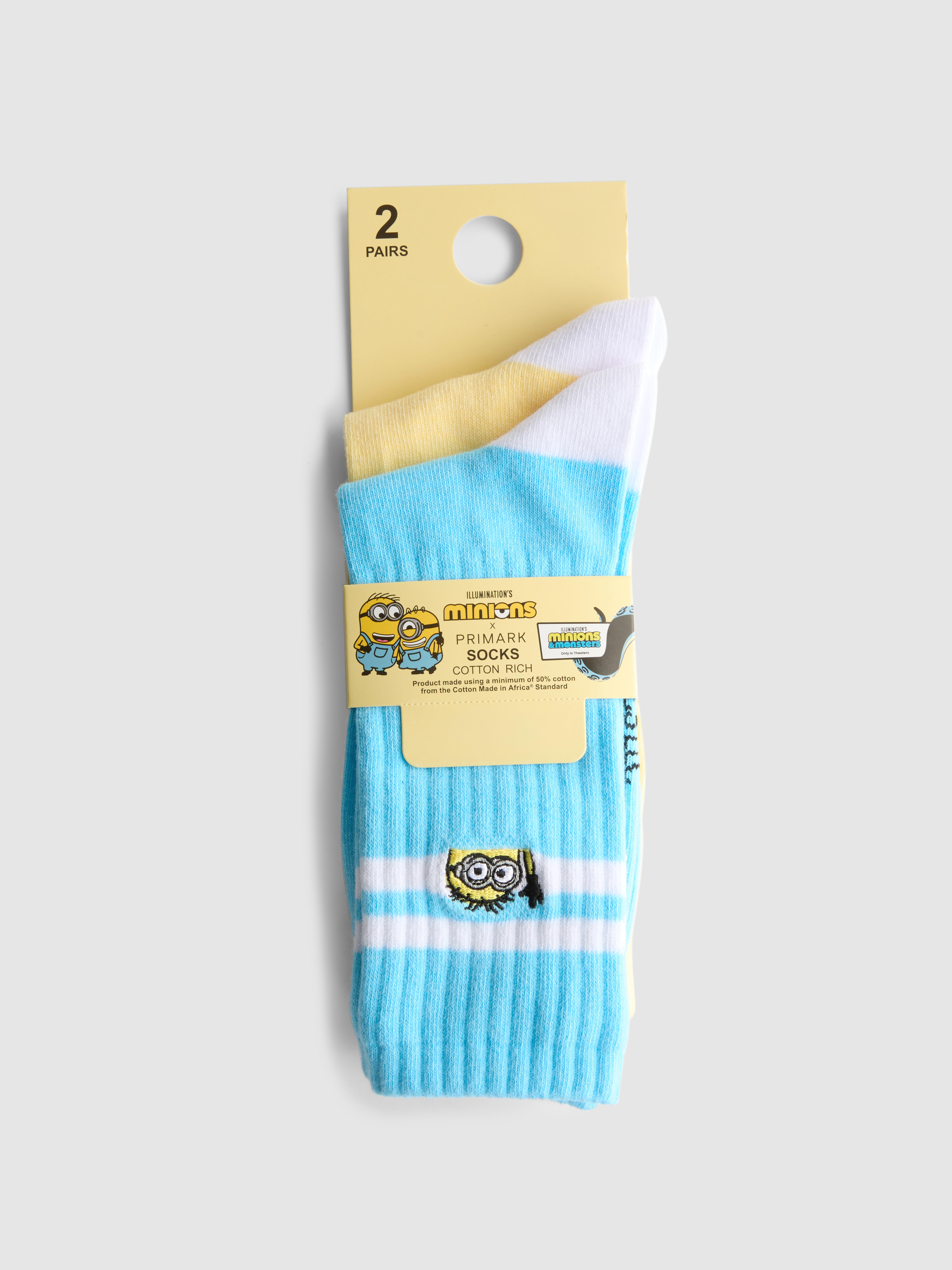 2pk Despicable Me Minions Ribbed Crew Socks