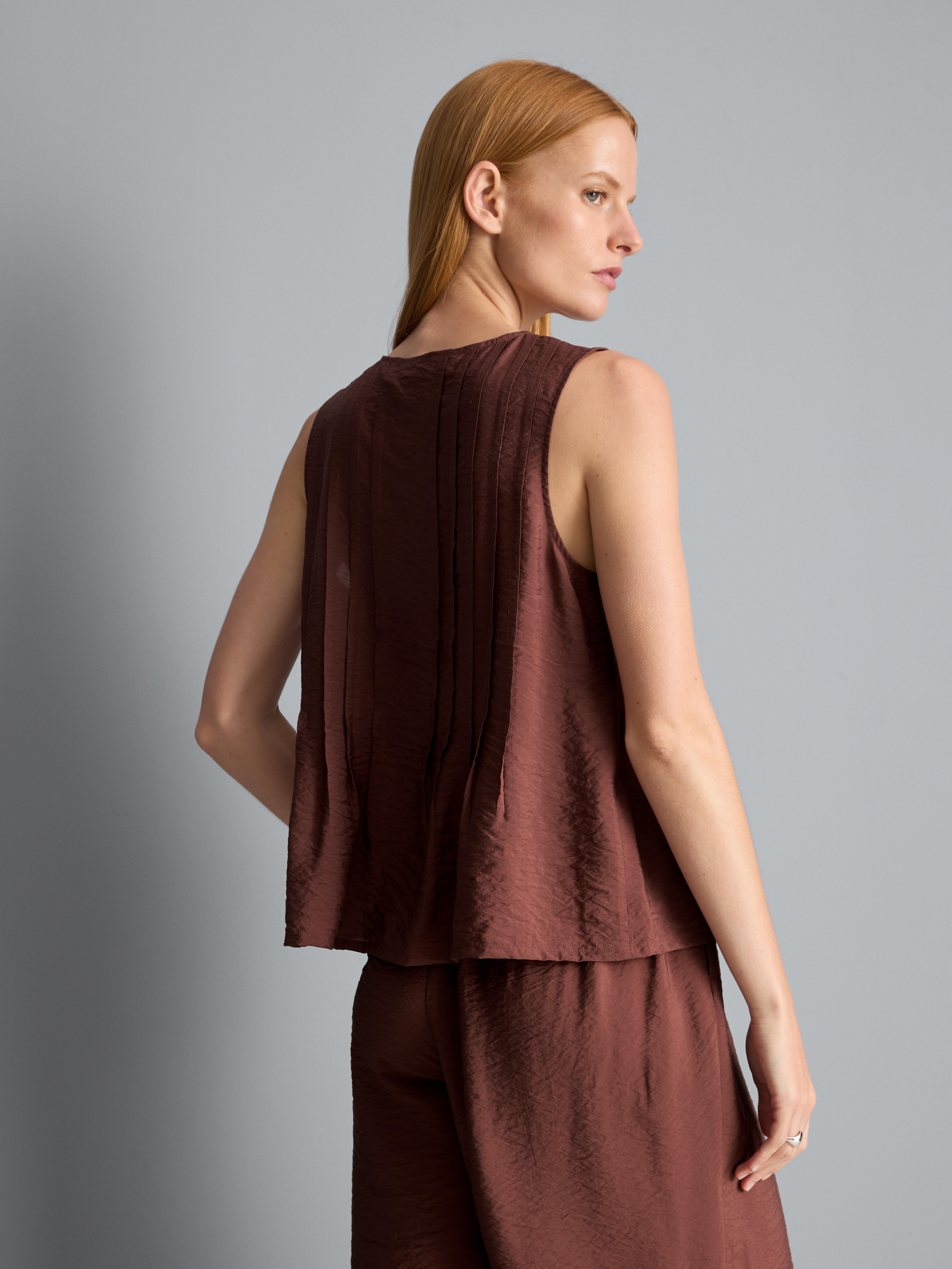 Plissiertes Top in Knitteroptik zum Binden