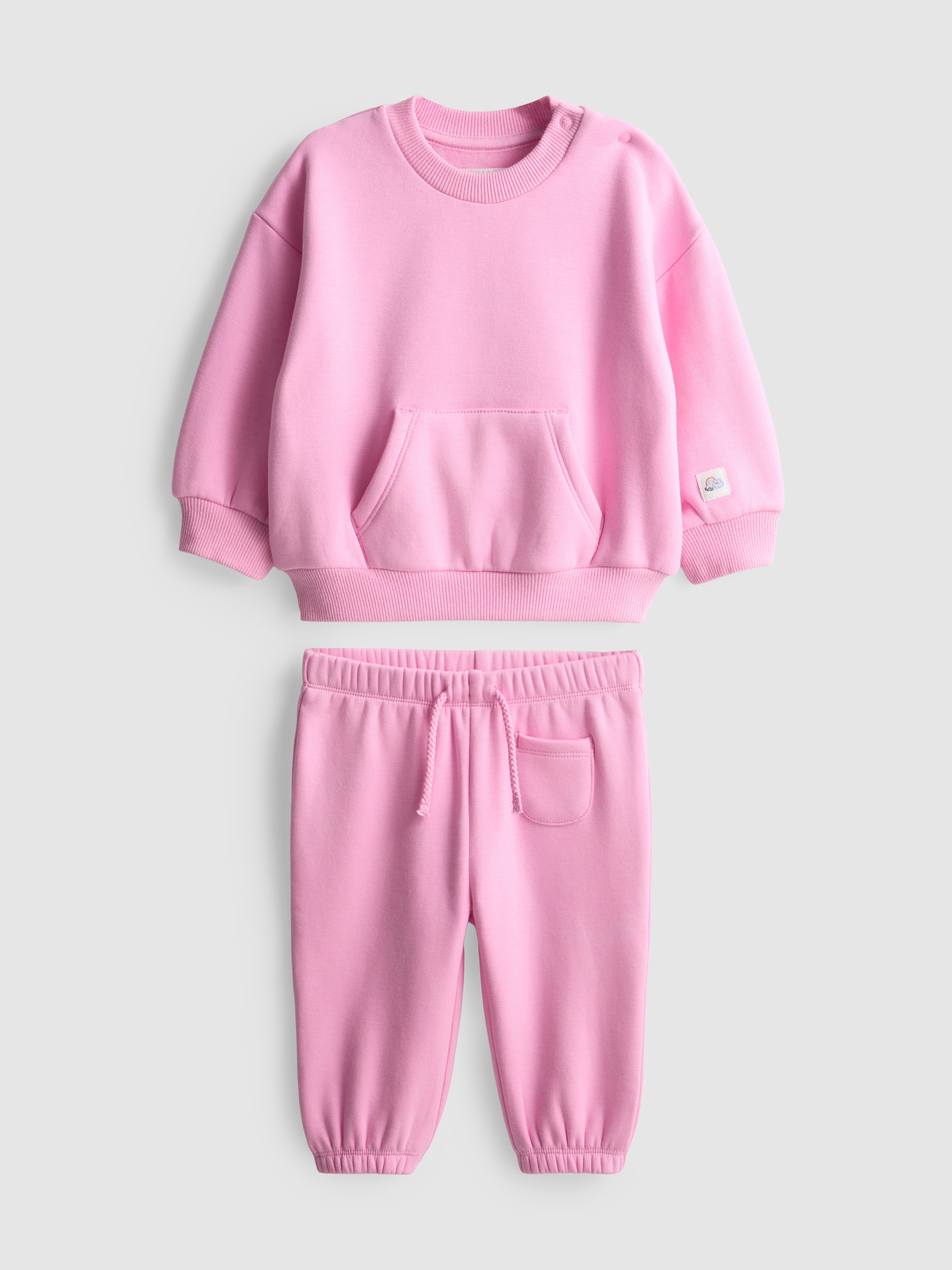 0–18 Monate | Sweatshirt und Jogginghose mit Bündchen für Neugeborene Rosa