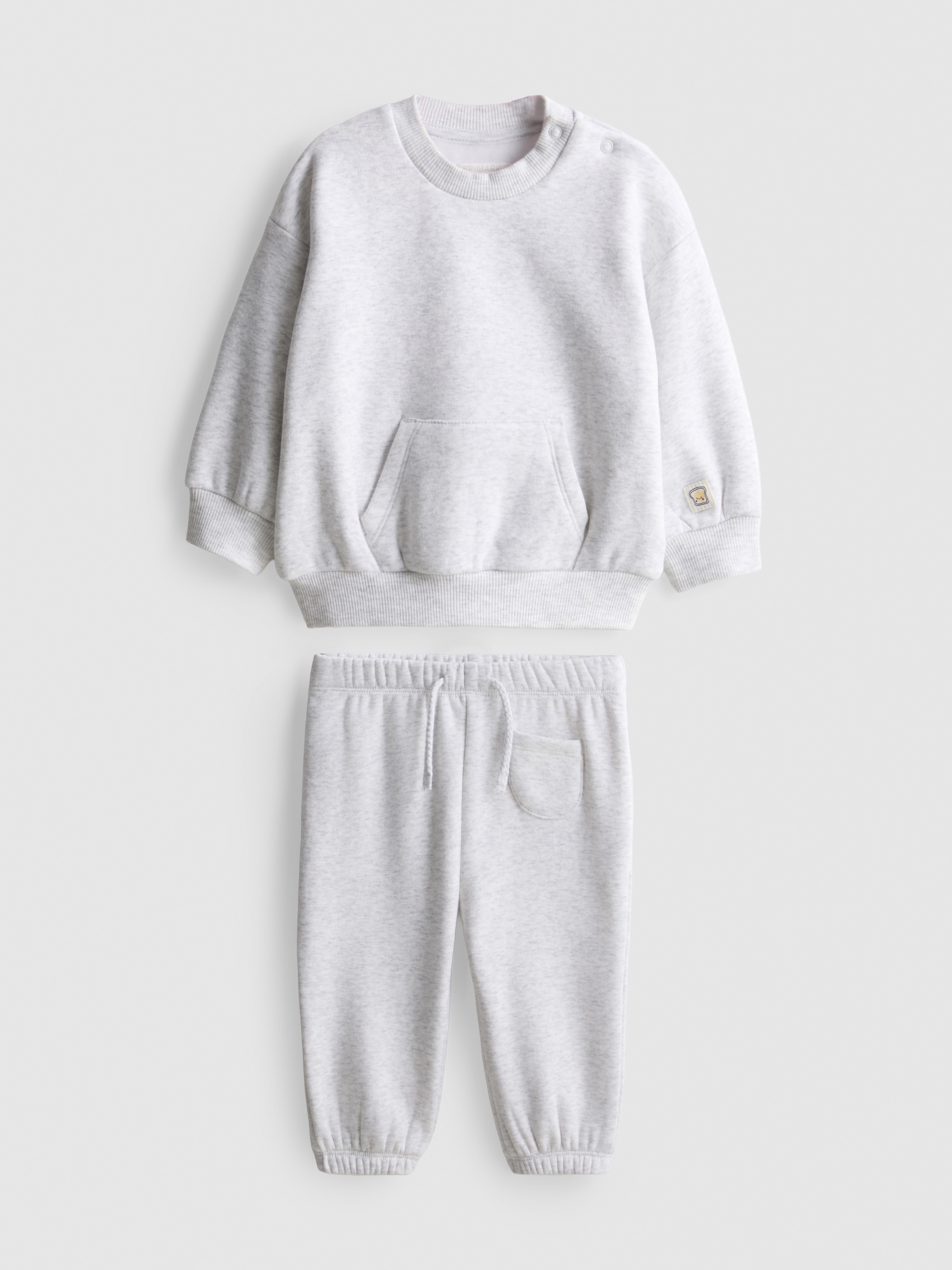 0–18 Monate | Sweatshirt und Jogginghose mit Bündchen für Neugeborene Grau meliert