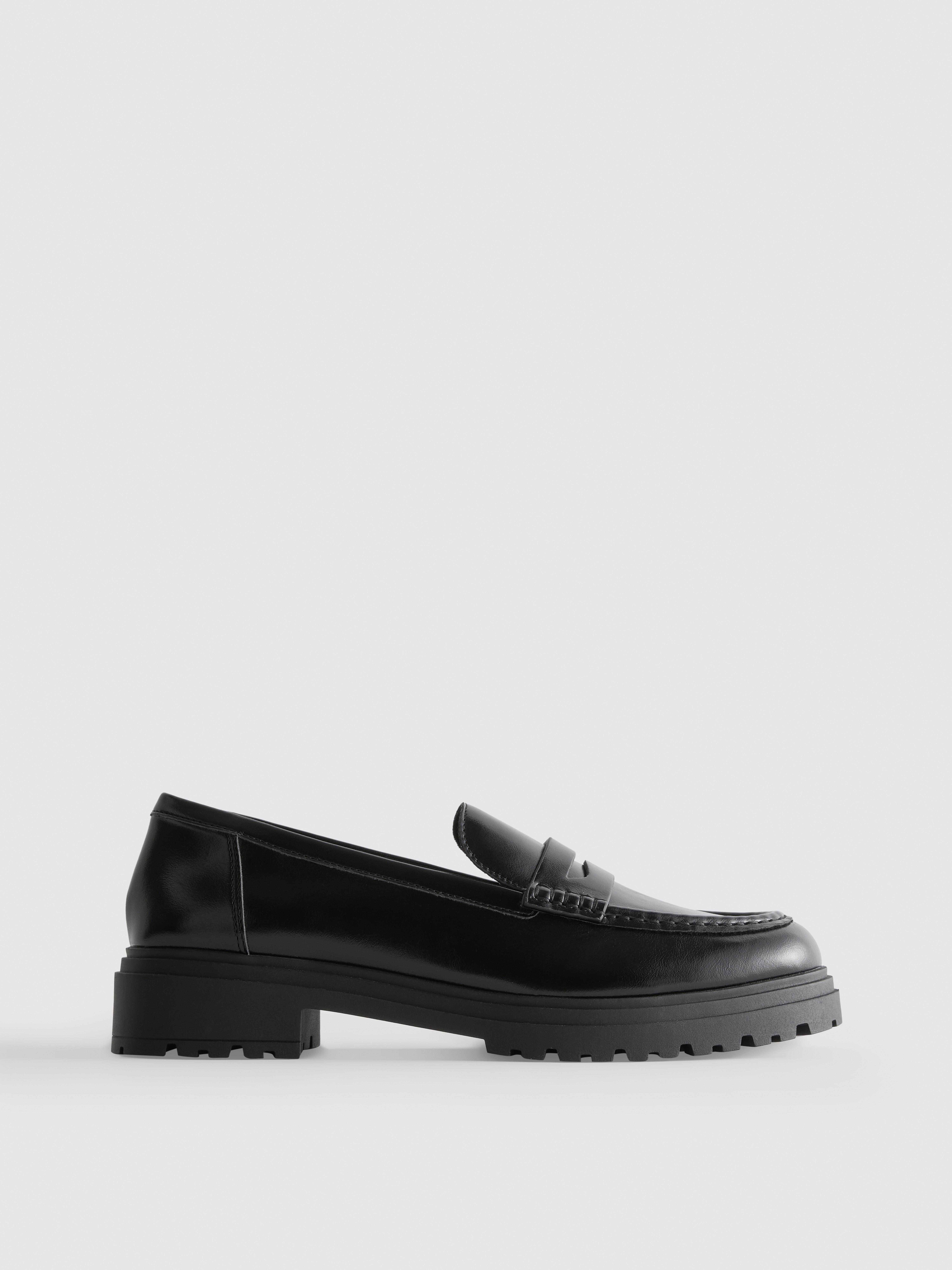 Faux Leather Chunky Penny Loafers