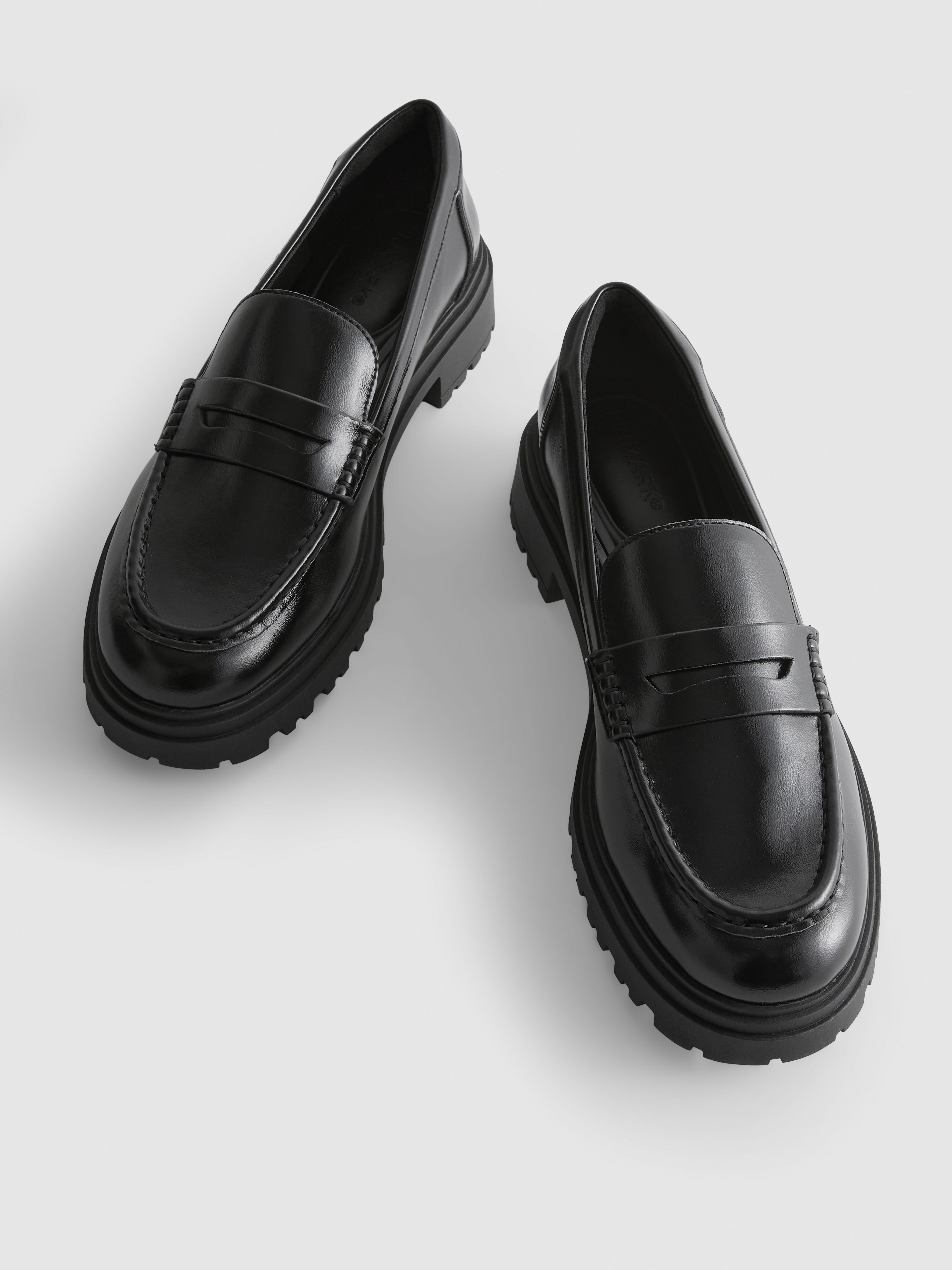 Faux Leather Chunky Penny Loafers