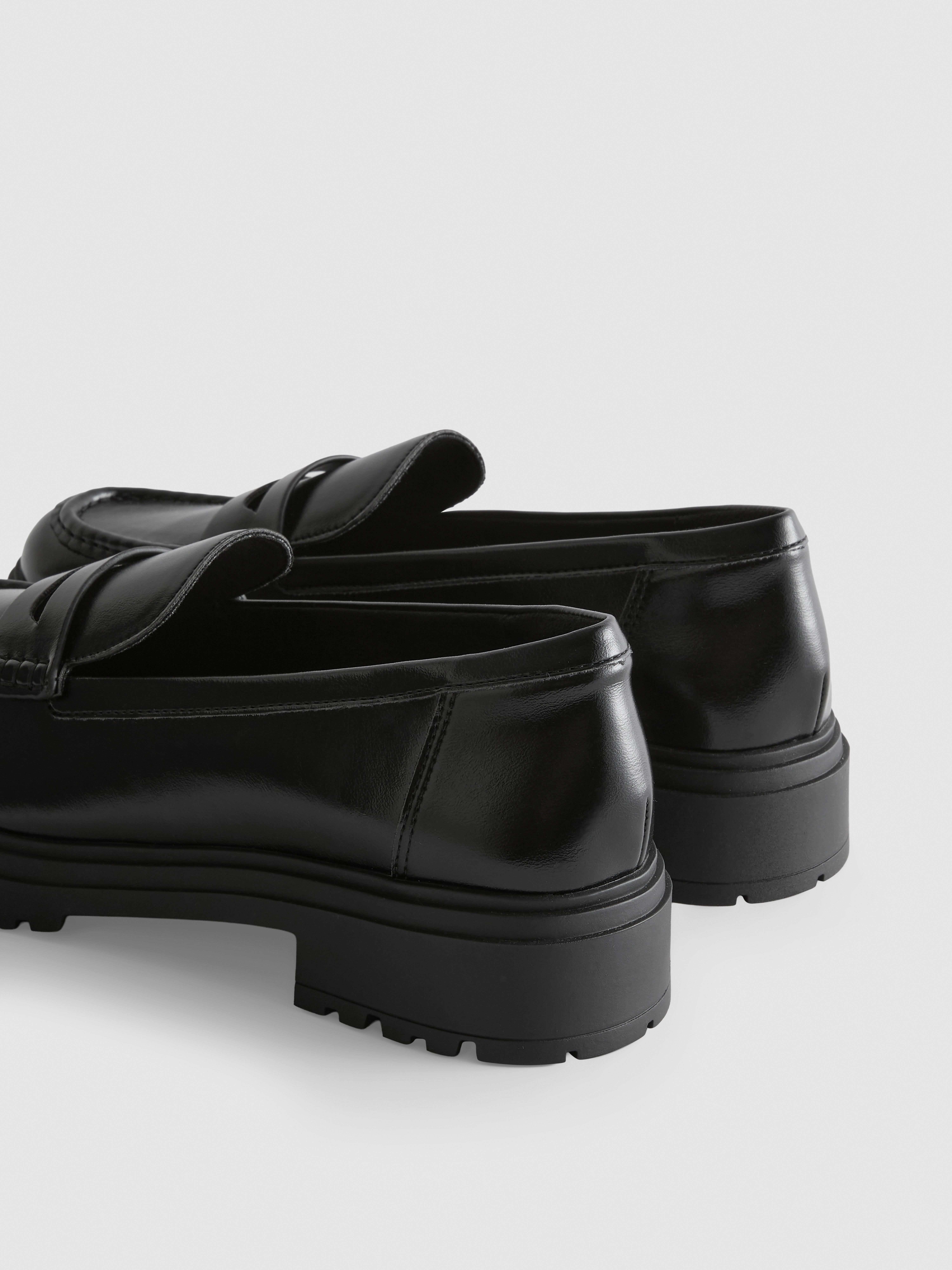 Faux Leather Chunky Penny Loafers