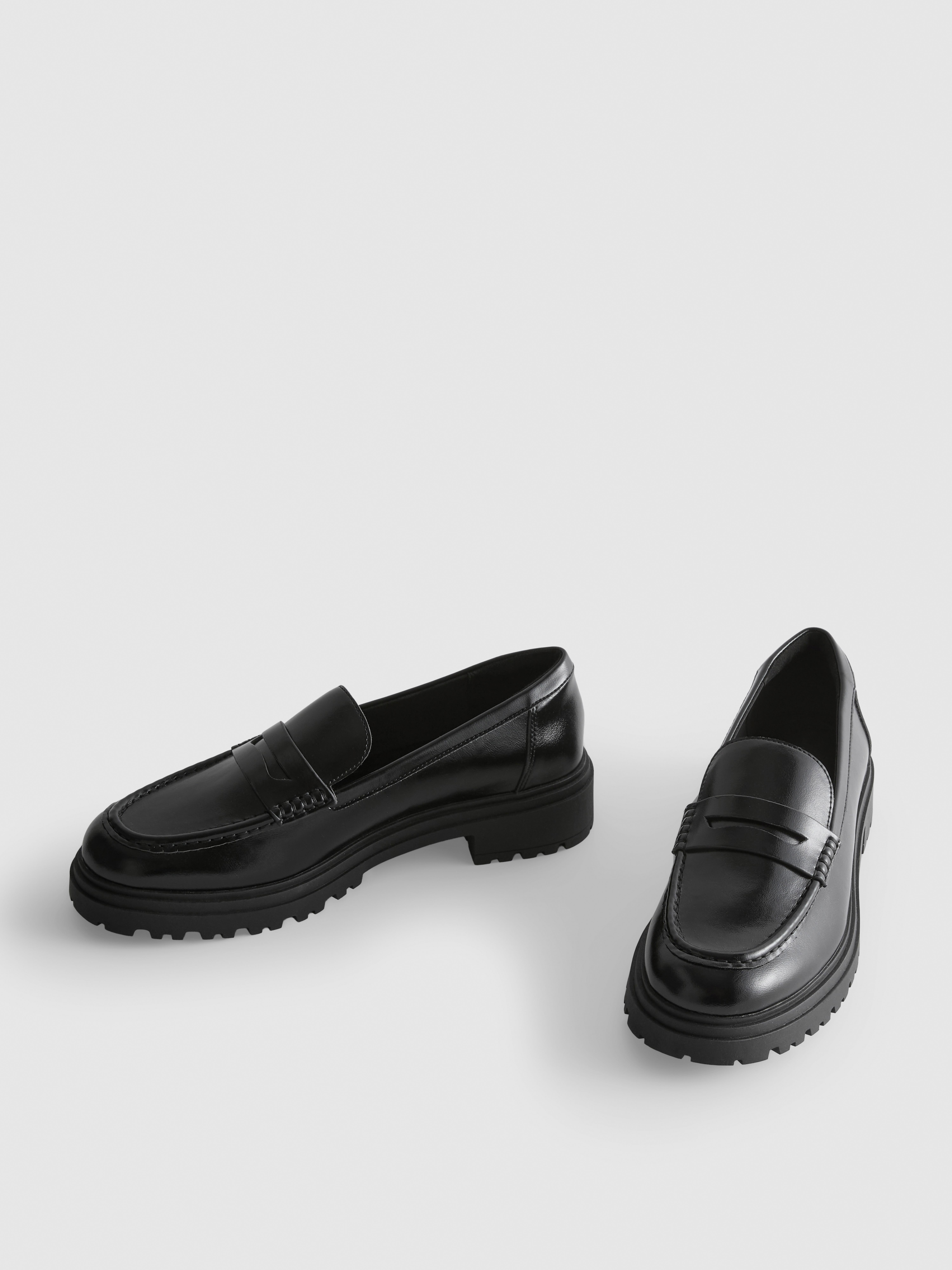 Faux Leather Chunky Penny Loafers
