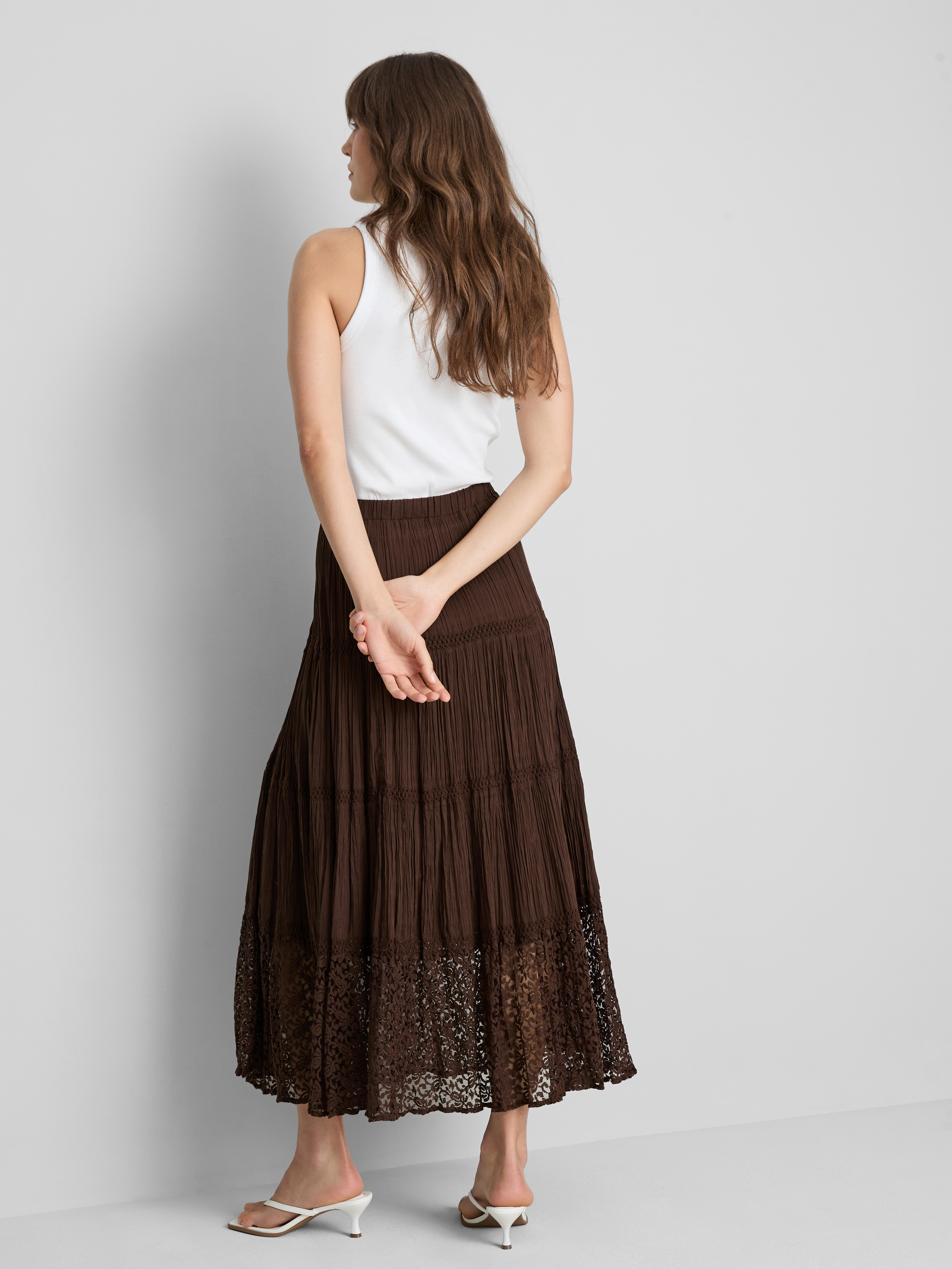 Cotton Crinkle Midi Skirt