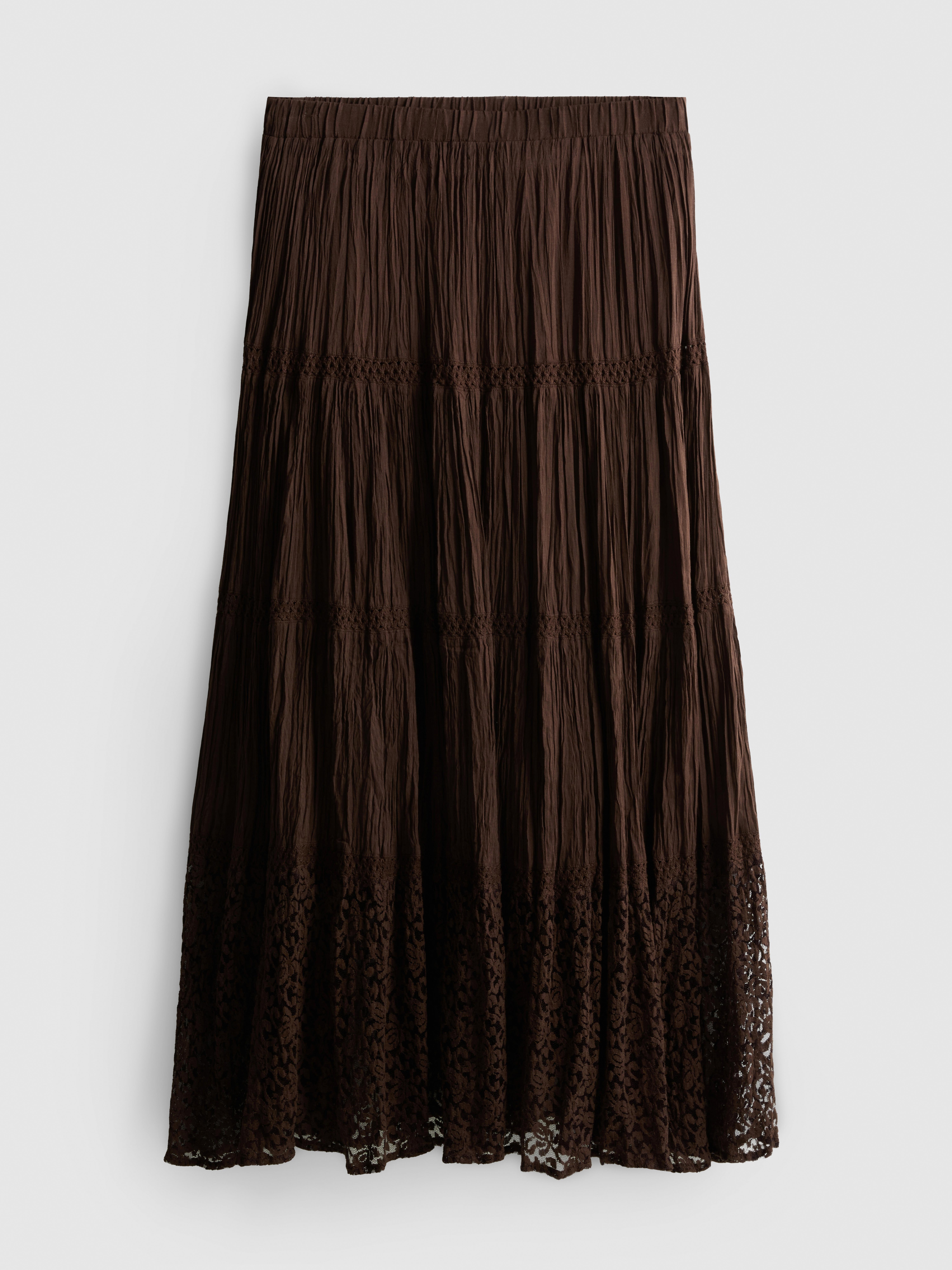 Cotton Crinkle Midi Skirt