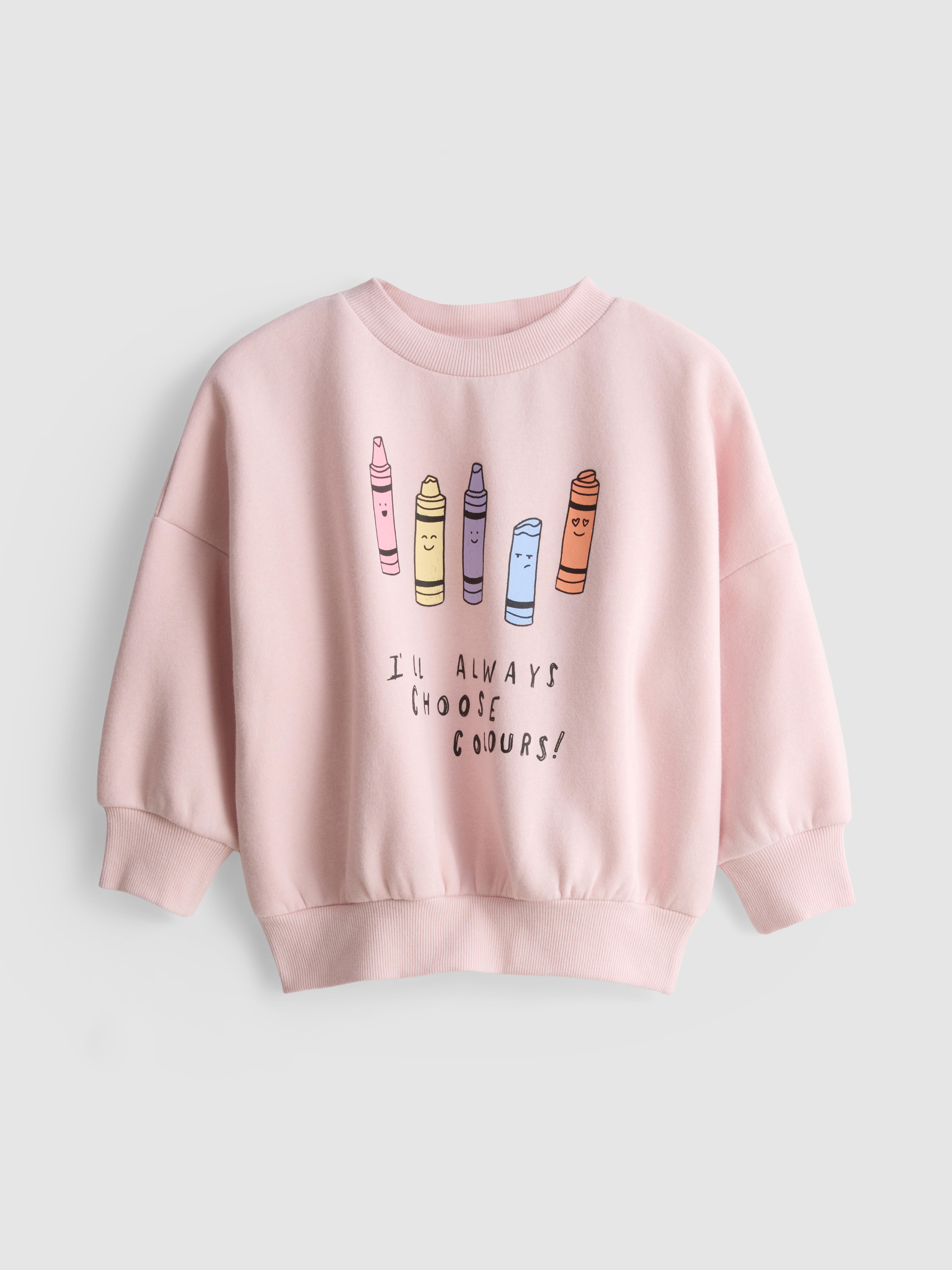 1-9yrs | Cotton Rich Printed Sweatshirt Light Pink