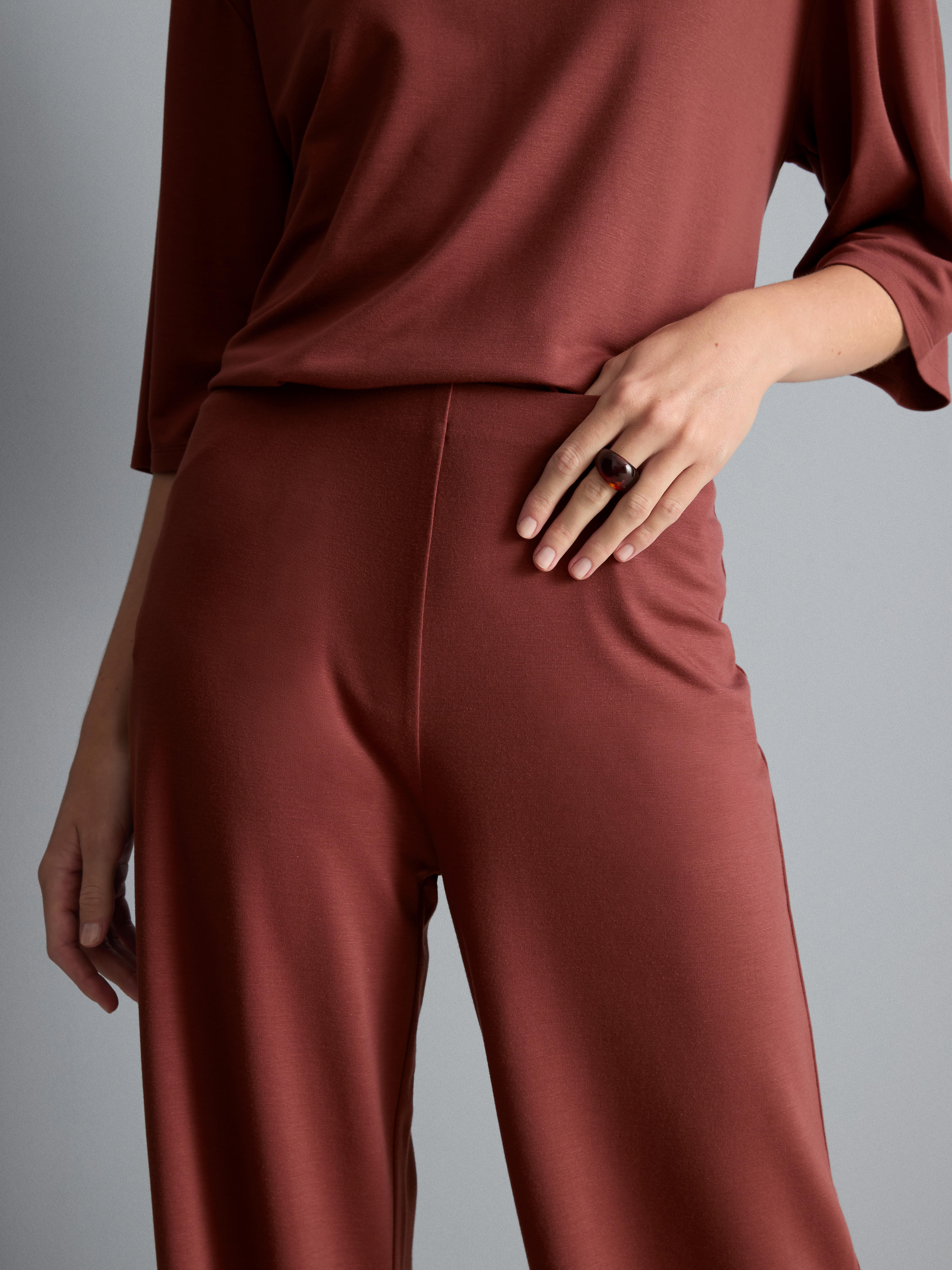 Plissierte Jerseyhose mit weitem Bein