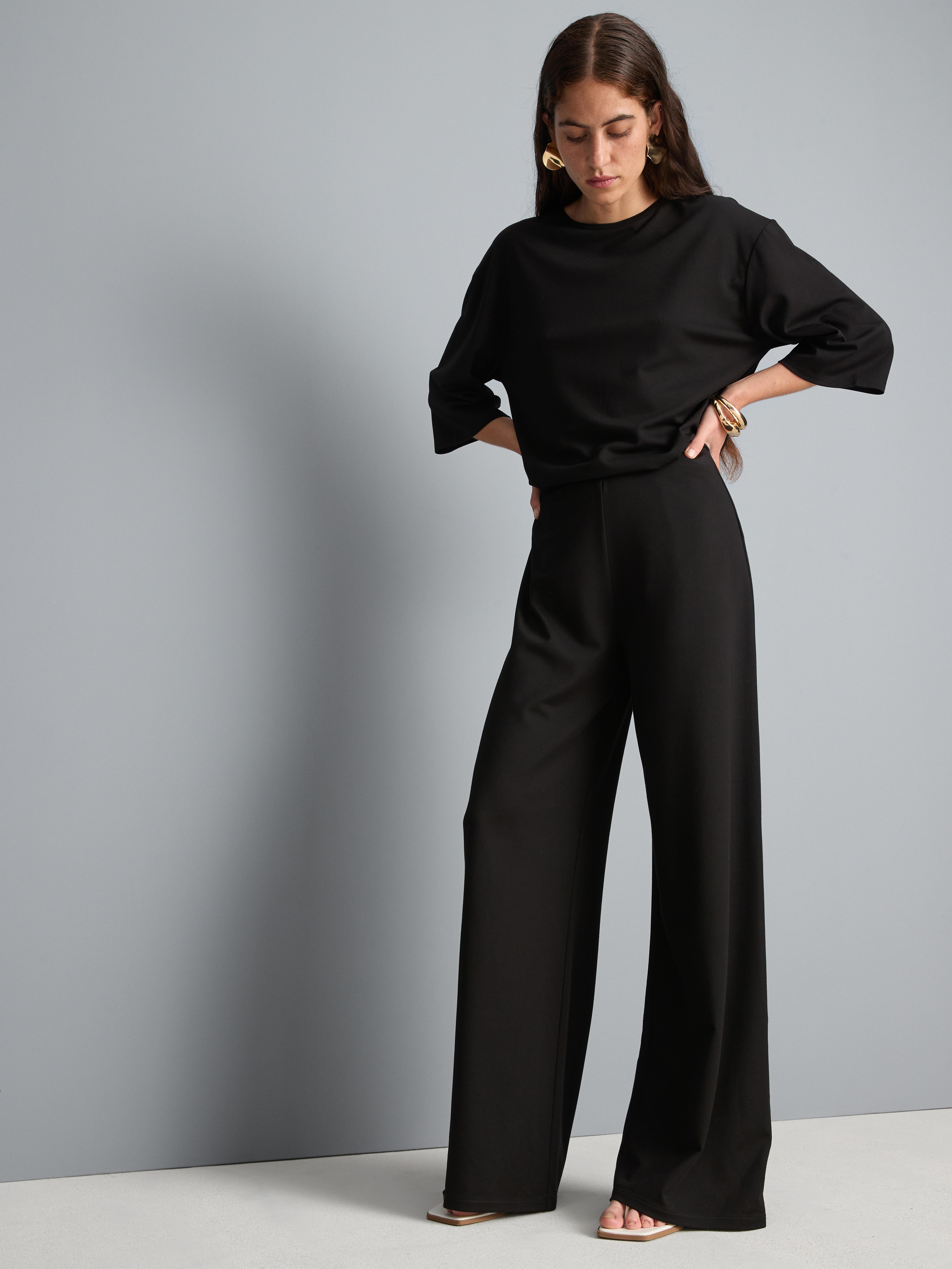 Pantalon large plissé en jersey