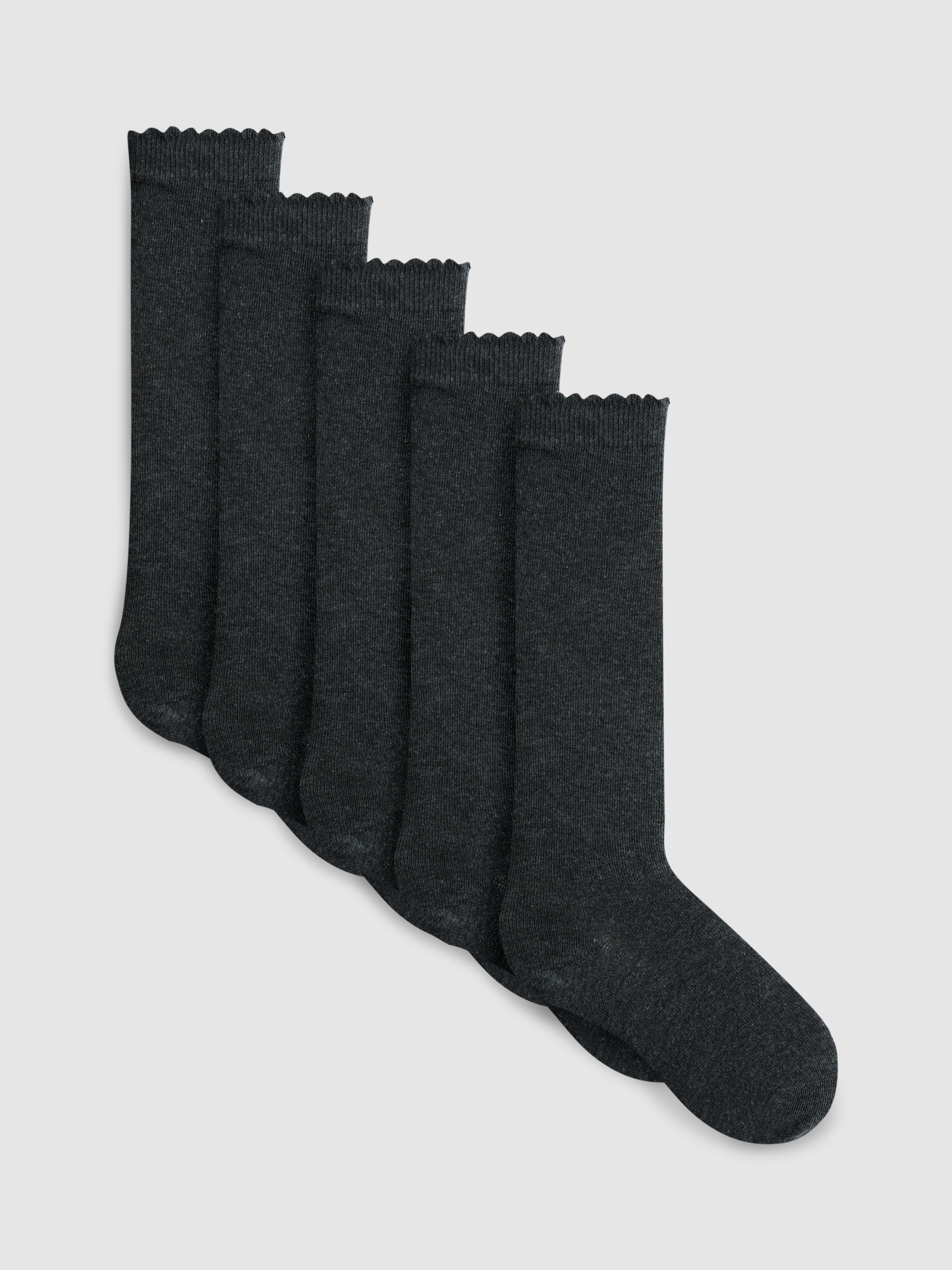 5pk Scalloped Knee-High Socks